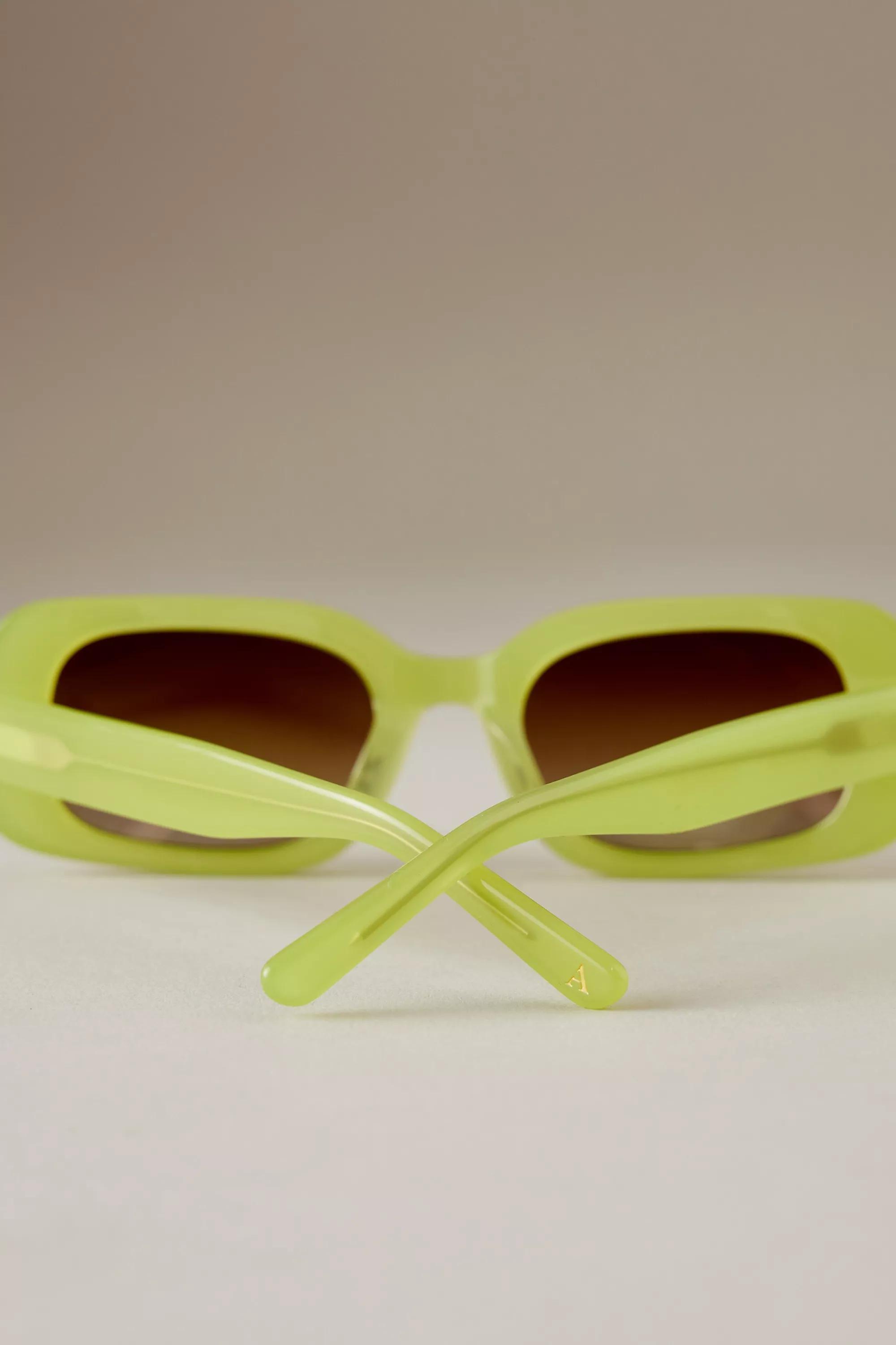 By Anthropologie The Margot Rectangular Polarised Sunglasses, Yellow, A501_0034, large image number 3