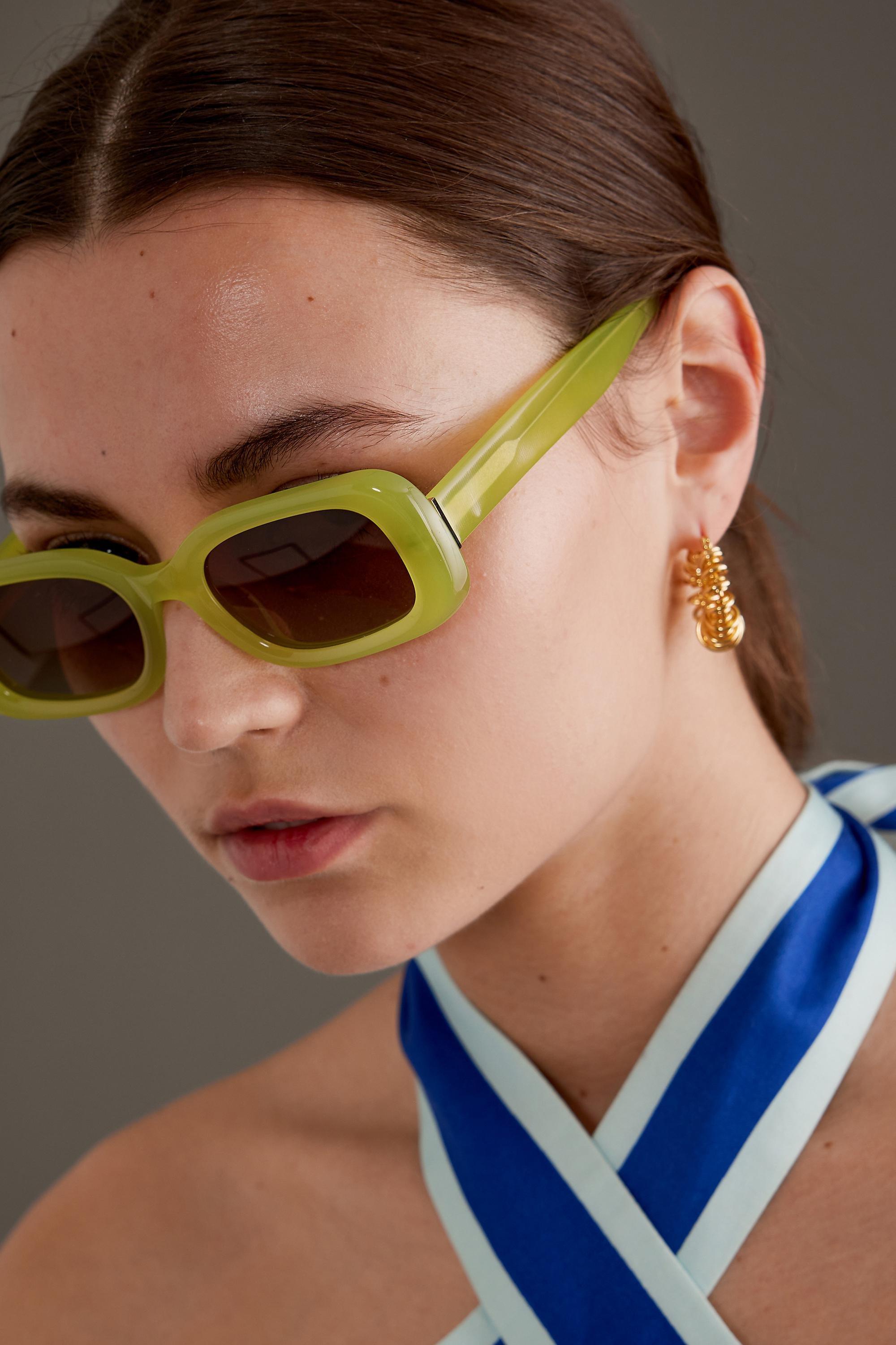 By Anthropologie The Margot Rectangular Polarised Sunglasses, Yellow, A501_0034, large image number 4
