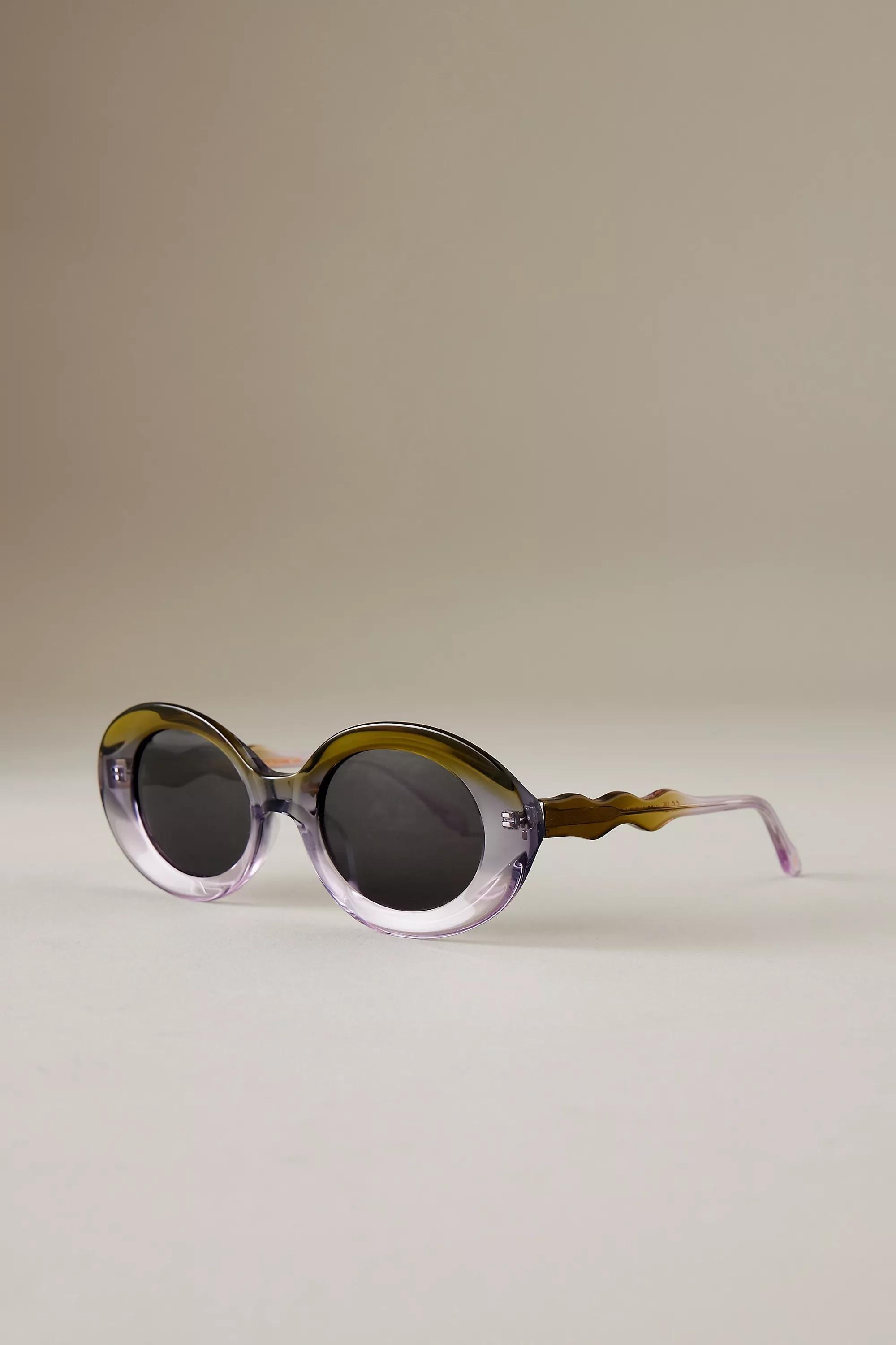 The Lola Ombre Oval Sunglasses, Green, A501_0030, large image number 2