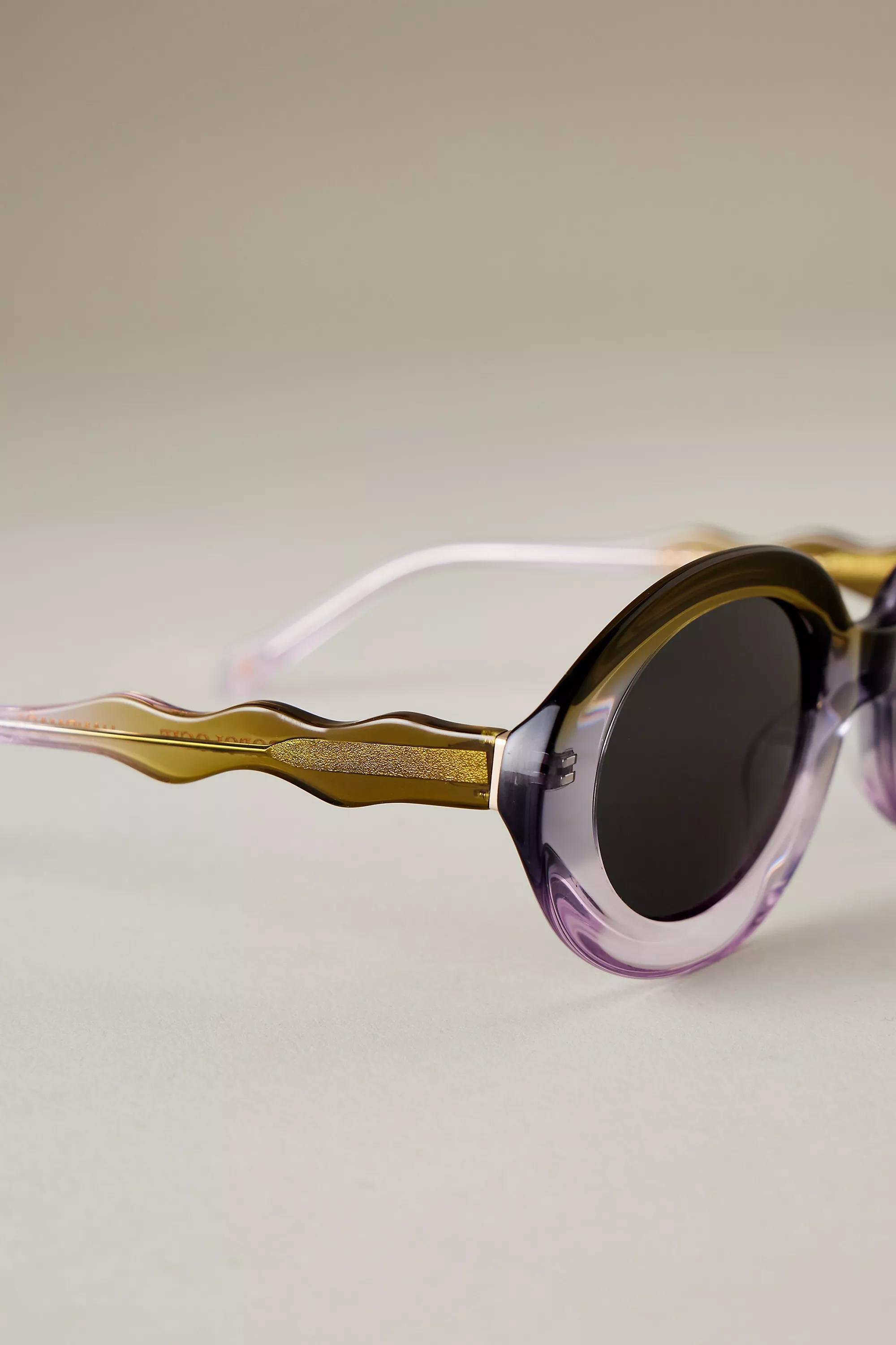 The Lola Ombre Oval Sunglasses, Green, A501_0030, large image number 3