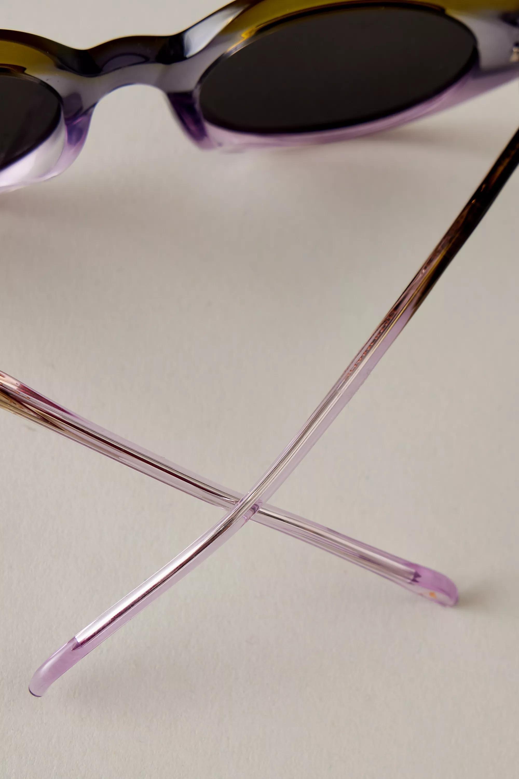 The Lola Ombre Oval Sunglasses, Green, A501_0030, large image number 4