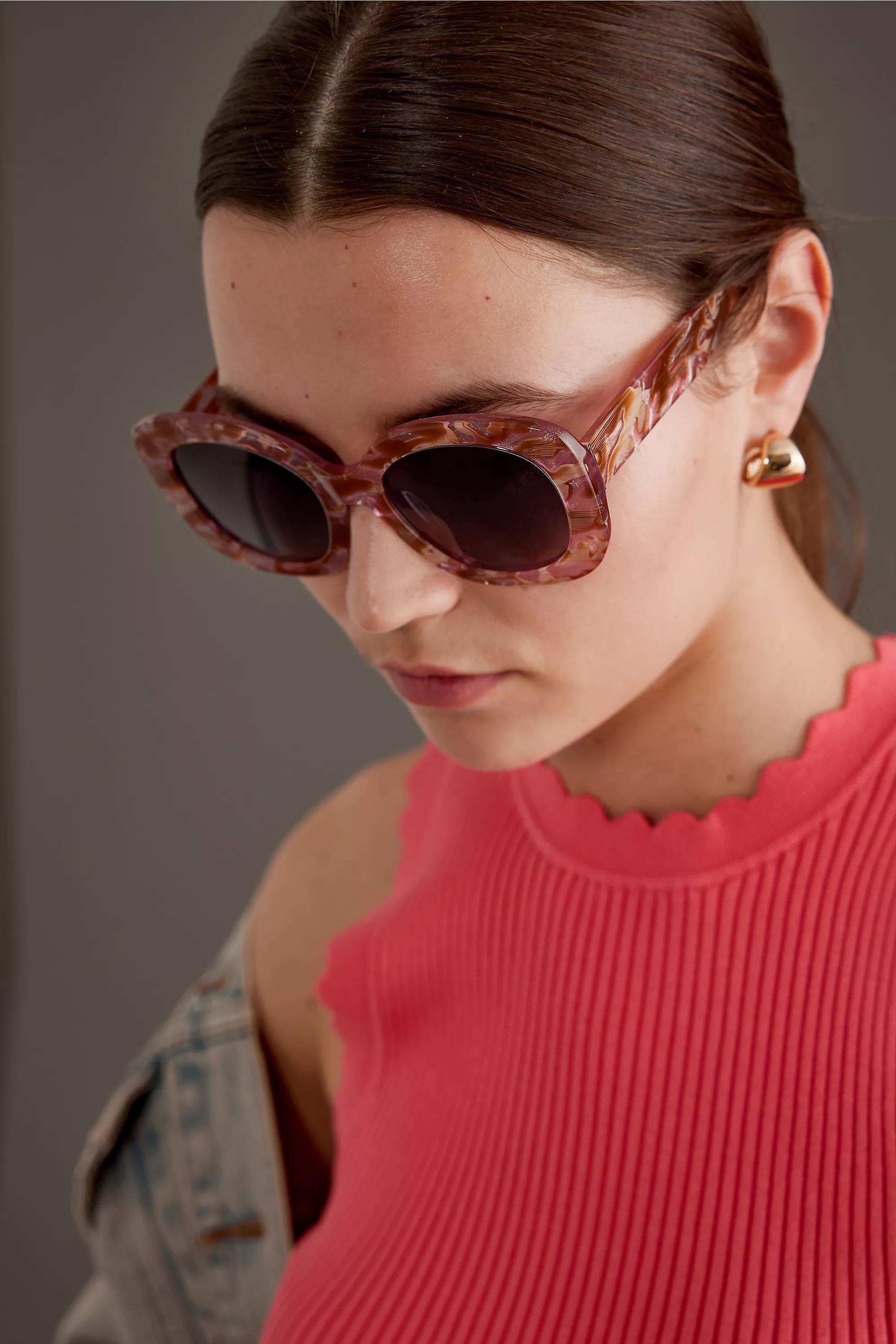 By Anthropologie The Dahlia Oversized Polarised Sunglasses, Multicolour, A501_0000, large image number 3