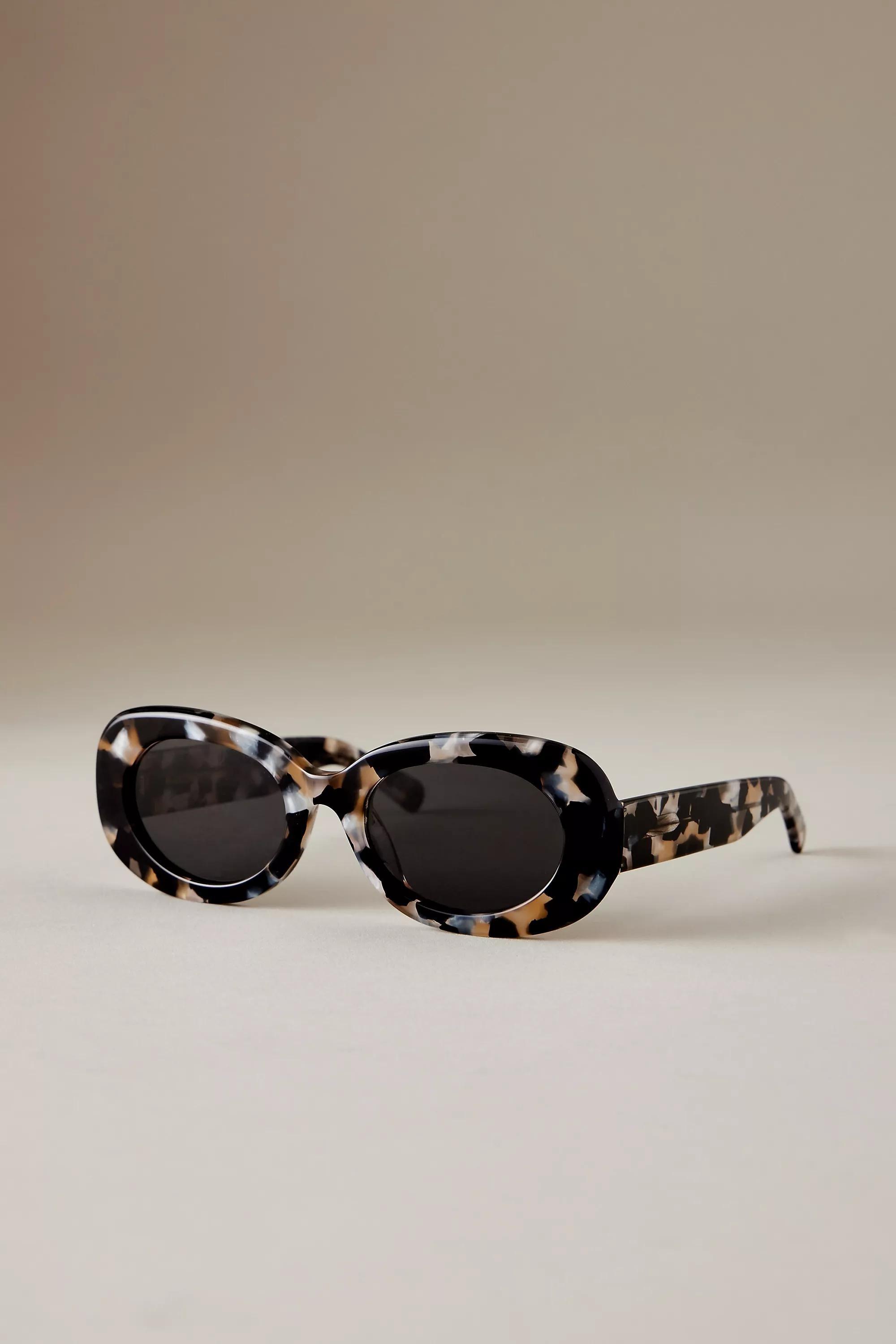 By Anthropologie The Emily Oval Polarised Sunglasses, Grey, A501_0004, large image number 2
