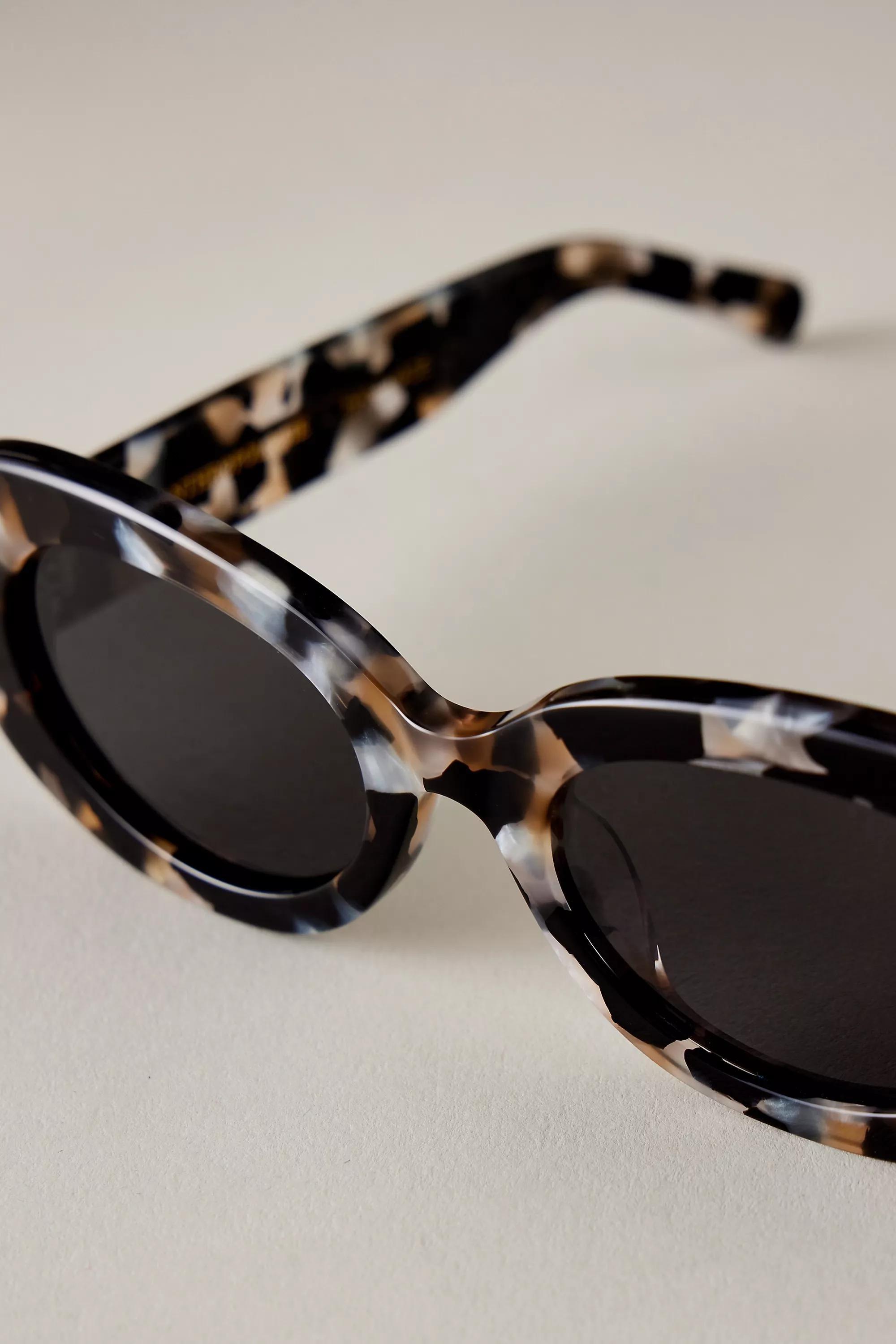 By Anthropologie The Emily Oval Polarised Sunglasses, Grey, A501_0004, large image number 3