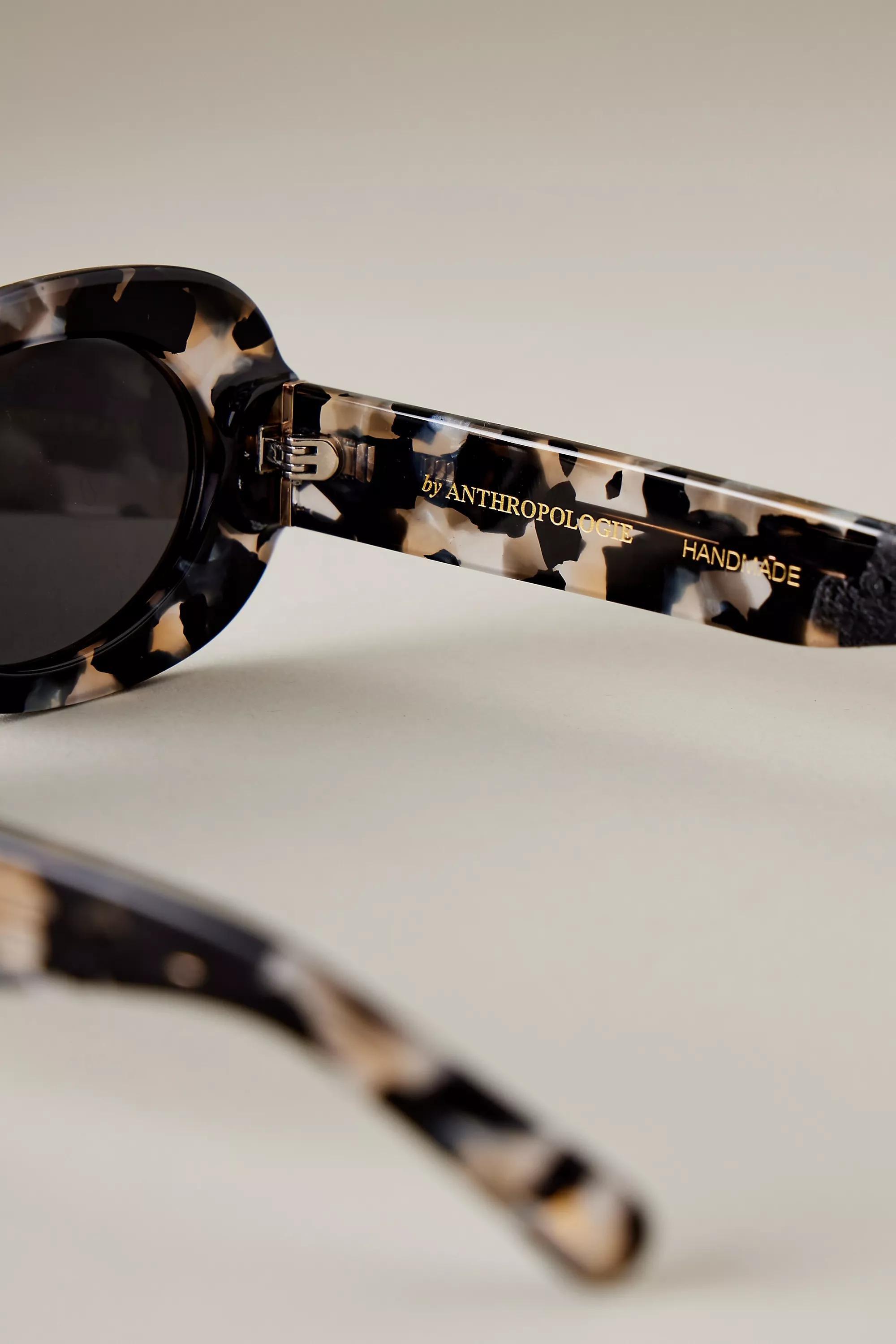 By Anthropologie The Emily Oval Polarised Sunglasses, Grey, A501_0004, large image number 4
