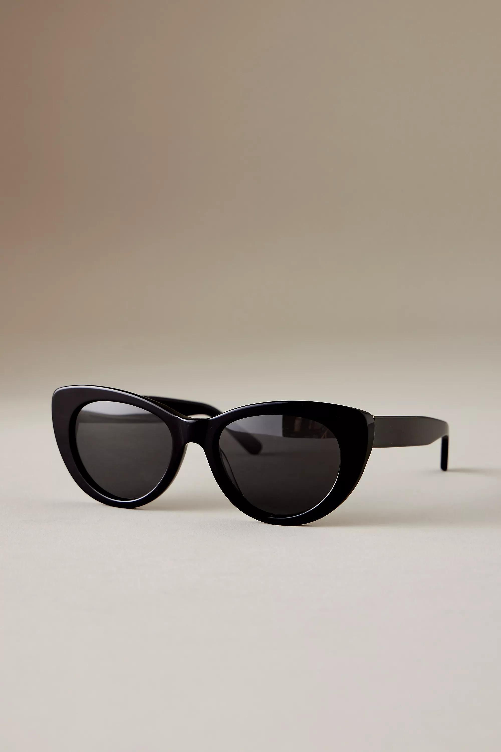 The Fleur Cat Eye Polarised Sunglasses, Black, A501_0001, large image number 0