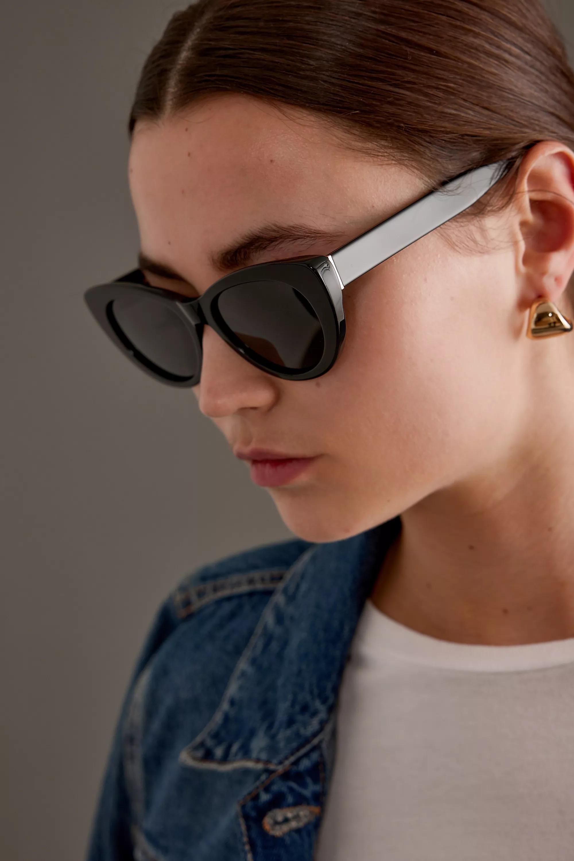 The Fleur Cat Eye Polarised Sunglasses, Black, A501_0001, large image number 1