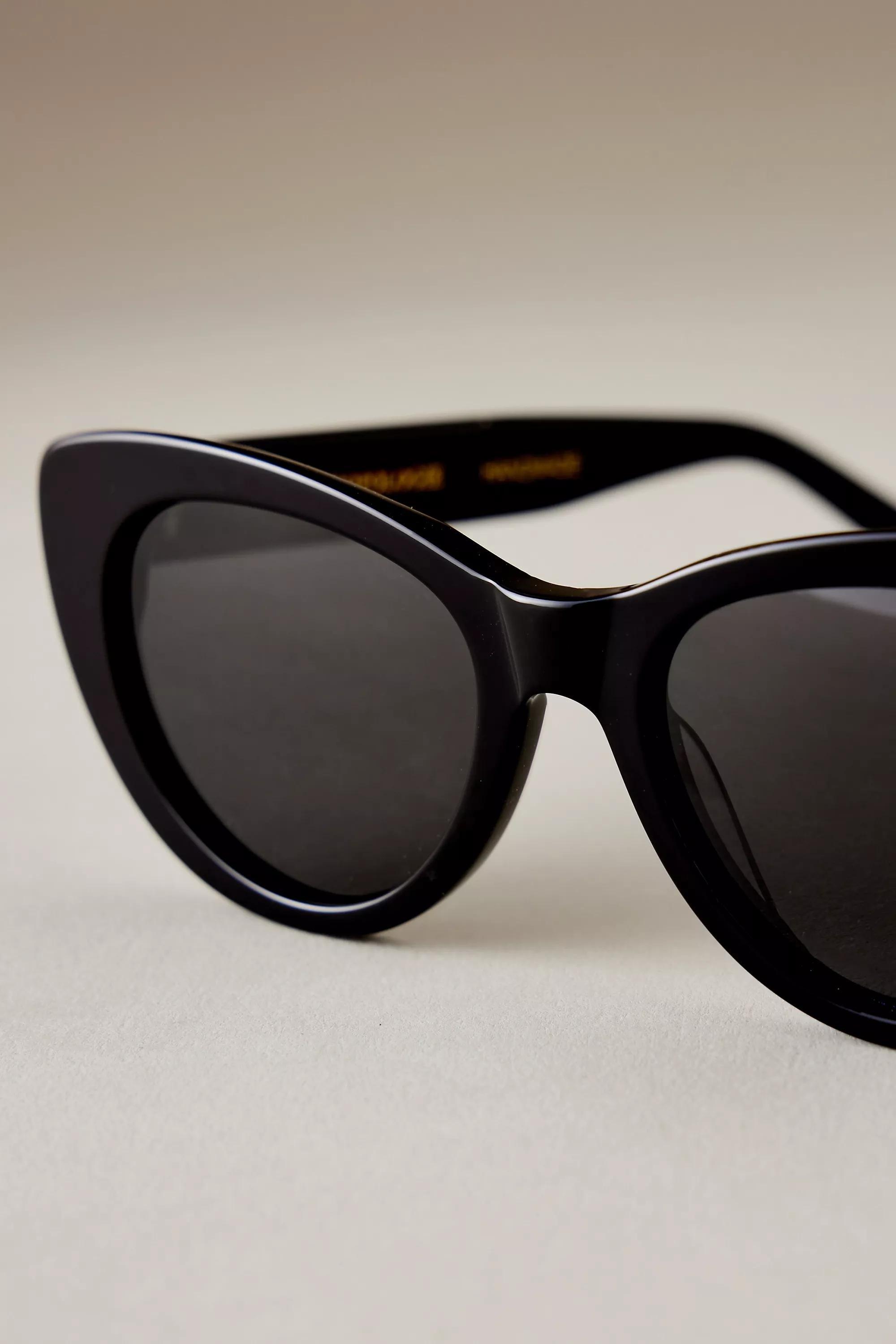 The Fleur Cat Eye Polarised Sunglasses, Black, A501_0001, large image number 2