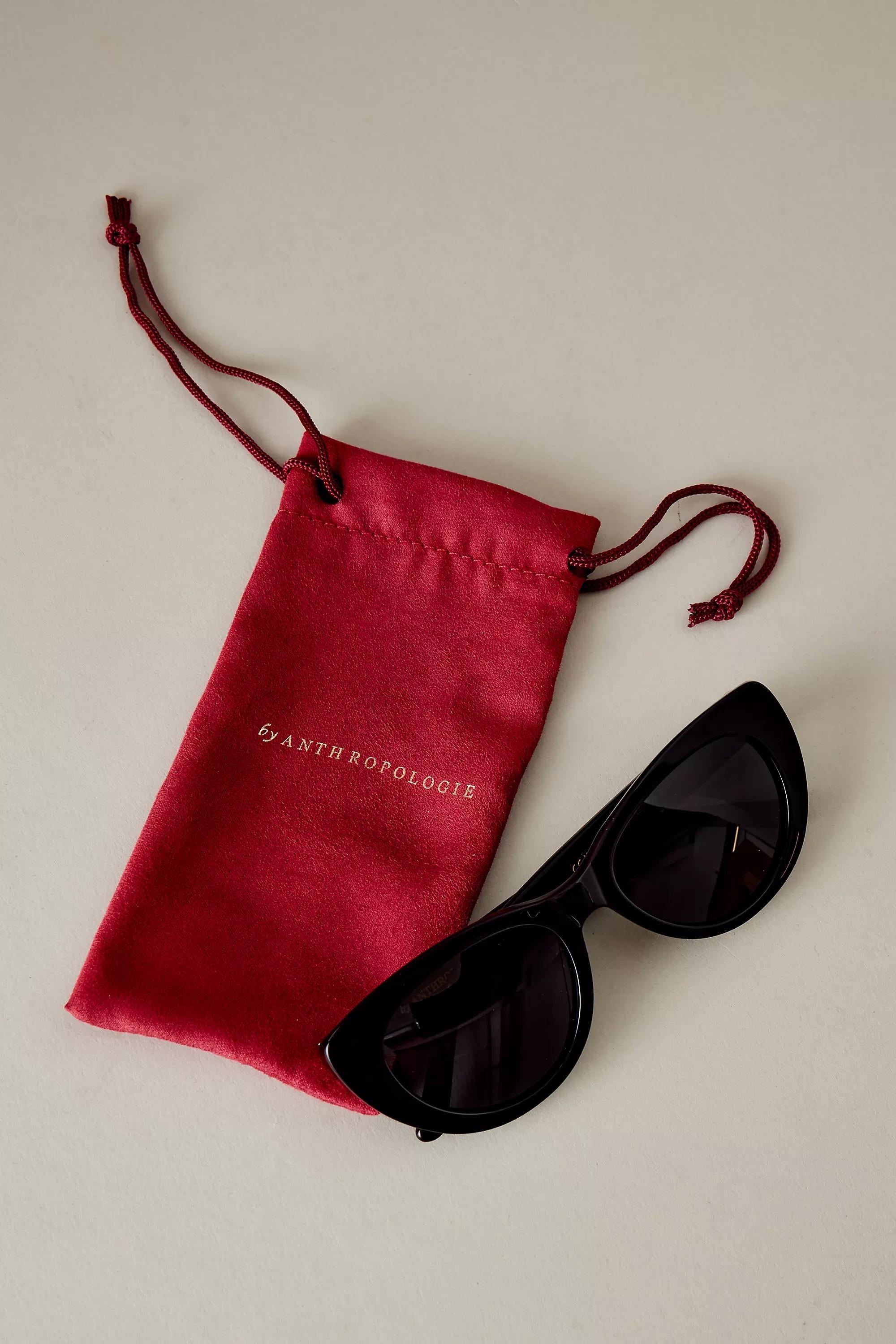 The Fleur Cat Eye Polarised Sunglasses, Black, A501_0001, large image number 4