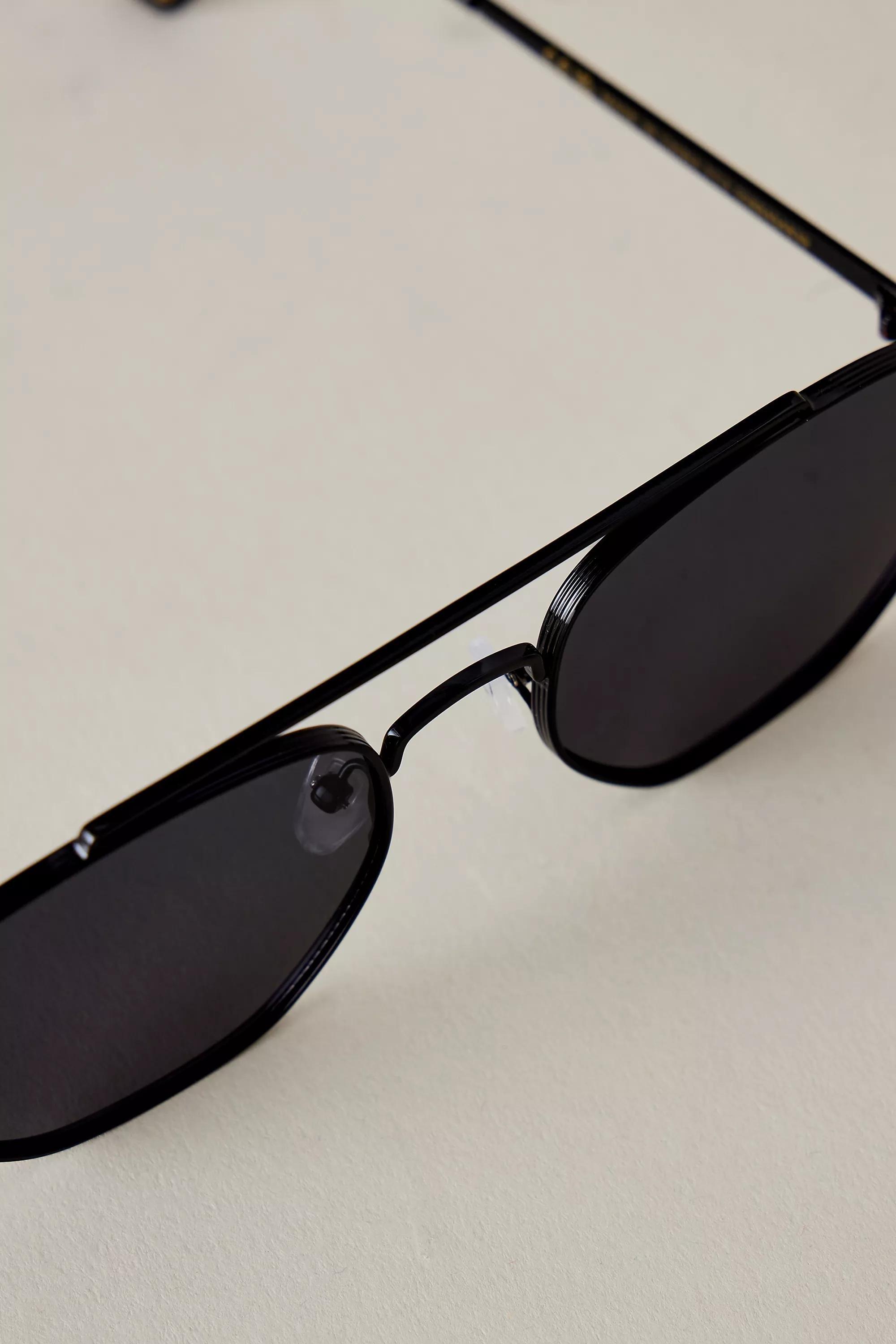 By Anthropologie The Saba Aviator Sunglasses, Black, A501_0001, large image number 2