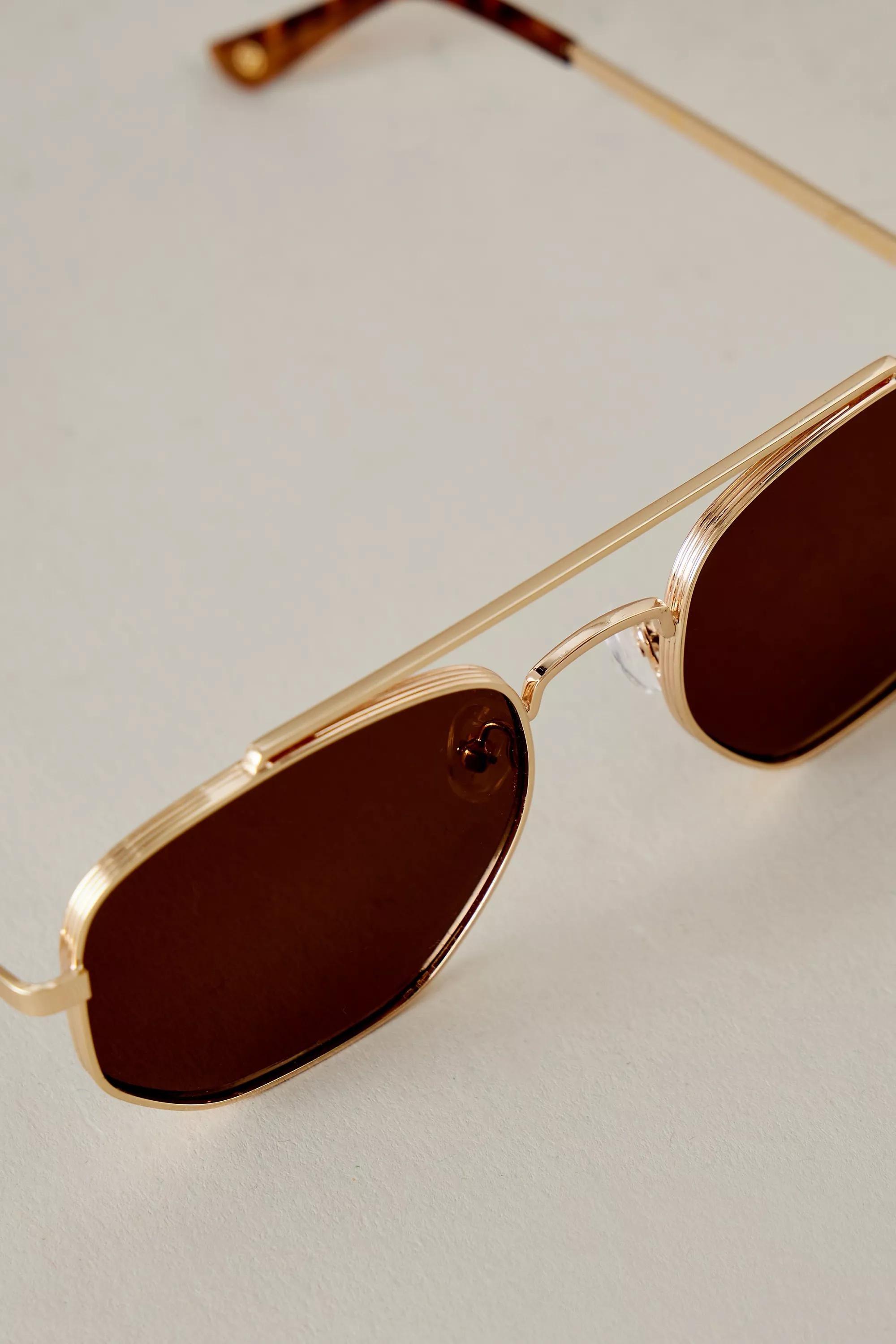 By Anthropologie The Saba Aviator Sunglasses, Gold, A501_0070, large image number 2
