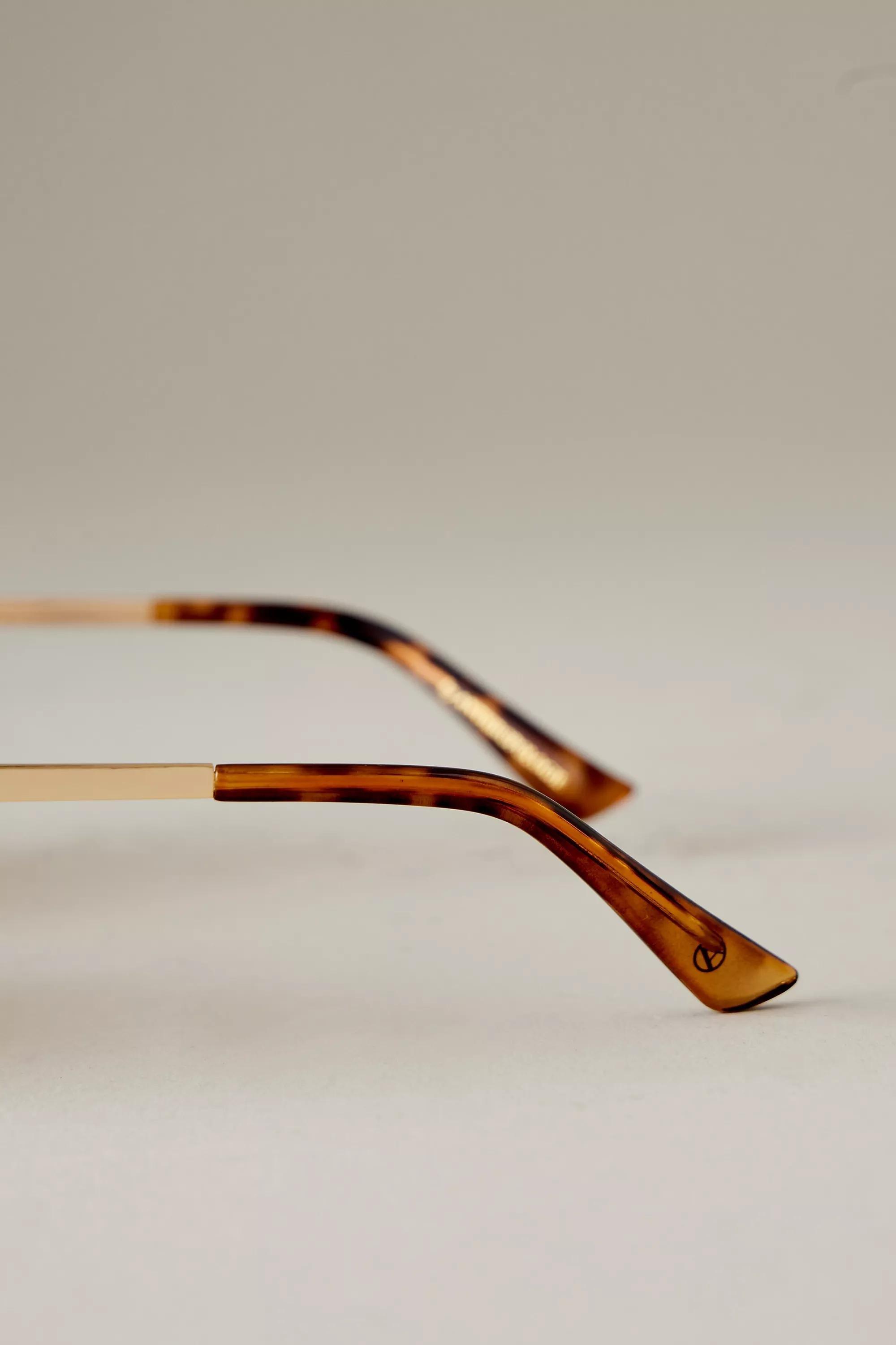 By Anthropologie The Saba Aviator Sunglasses, Gold, A501_0070, large image number 3