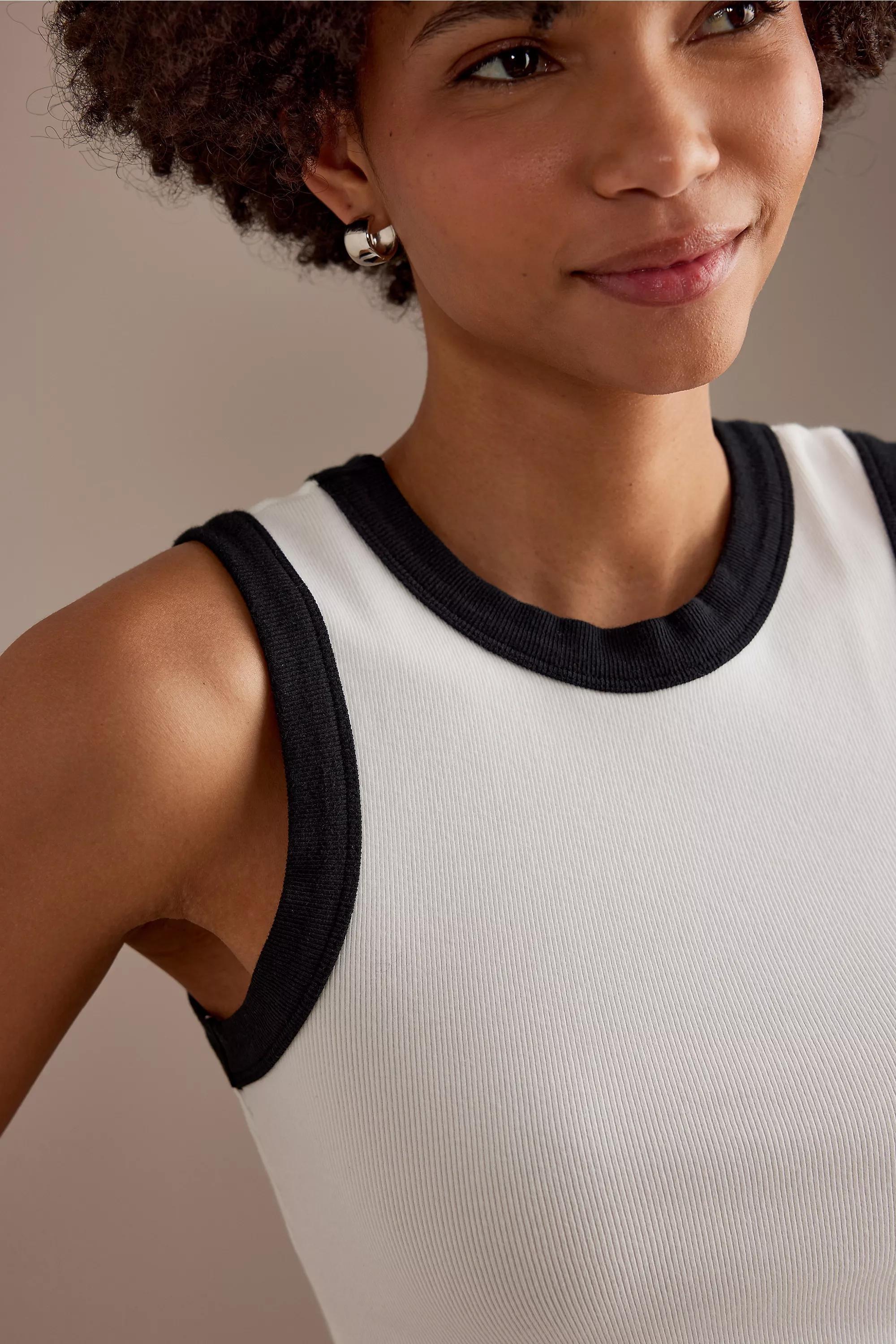 Ribbed Crew Neck Tank Top, White, A501_0015, large image number 4