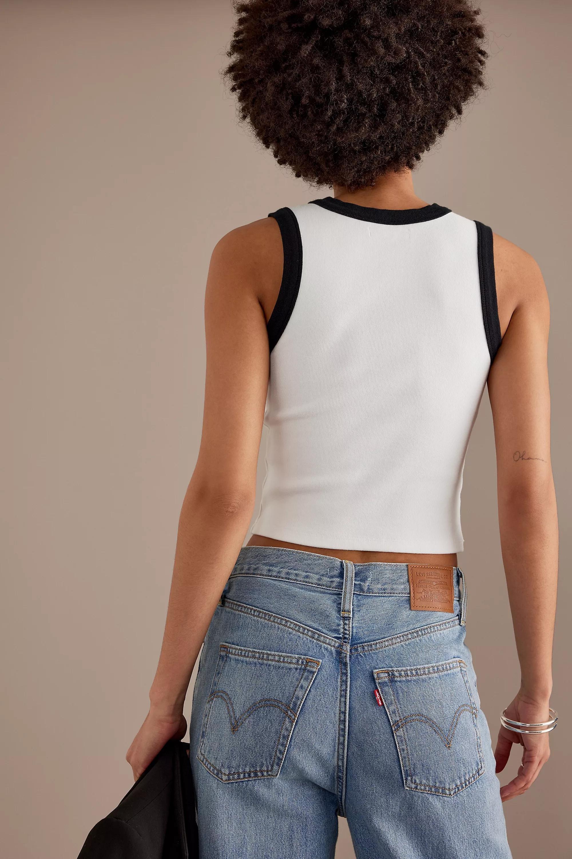 Ribbed Crew Neck Tank Top, White, A501_0015, large image number 5