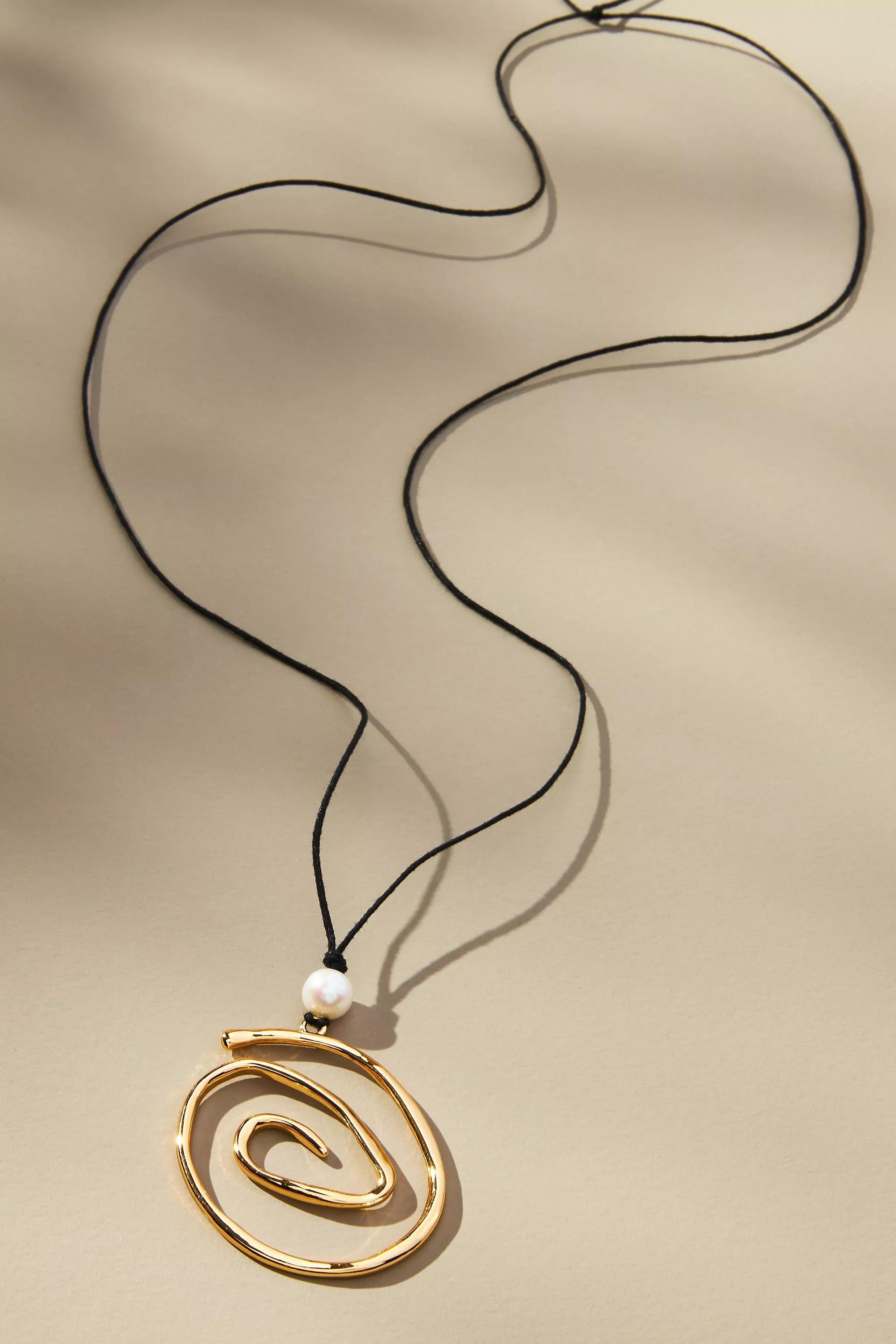Frasier Sterling Pendant Pearl Cord Necklace, Gold, A501_0070, large image number 3