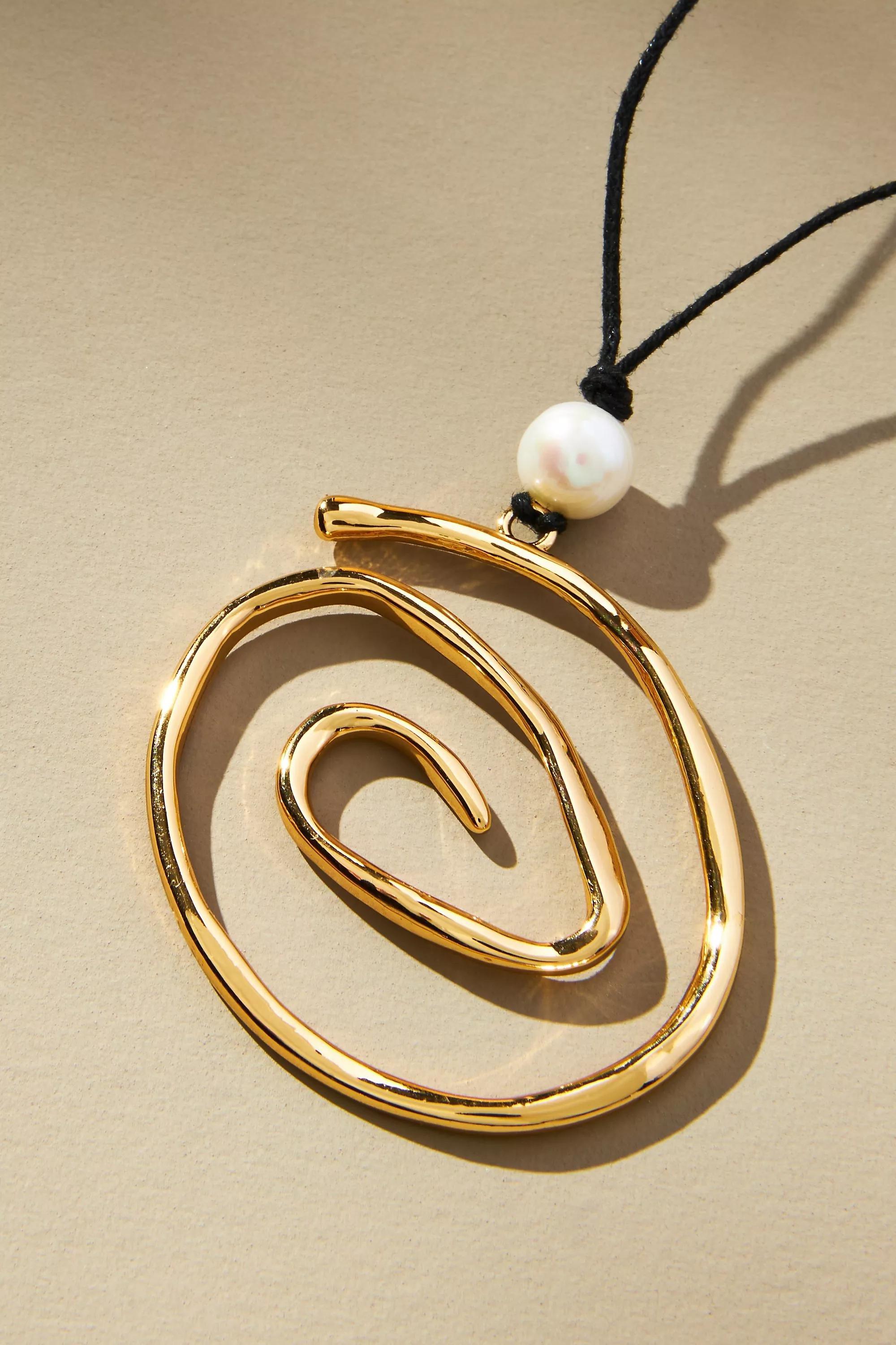 Frasier Sterling Pendant Pearl Cord Necklace, Gold, A501_0070, large image number 4