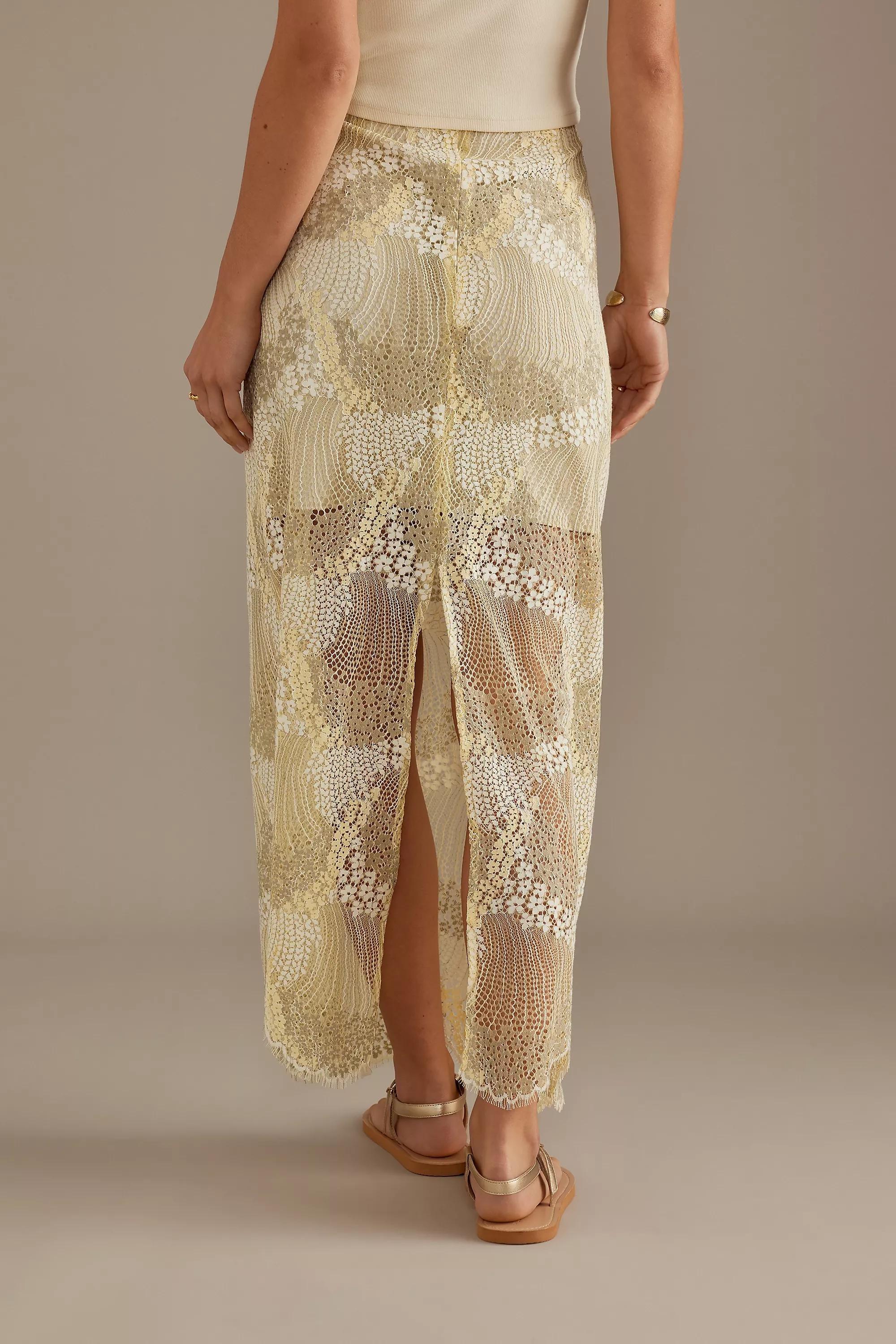 Selected Femme Felica Lace Maxi Skirt, Cream, , large image number 2