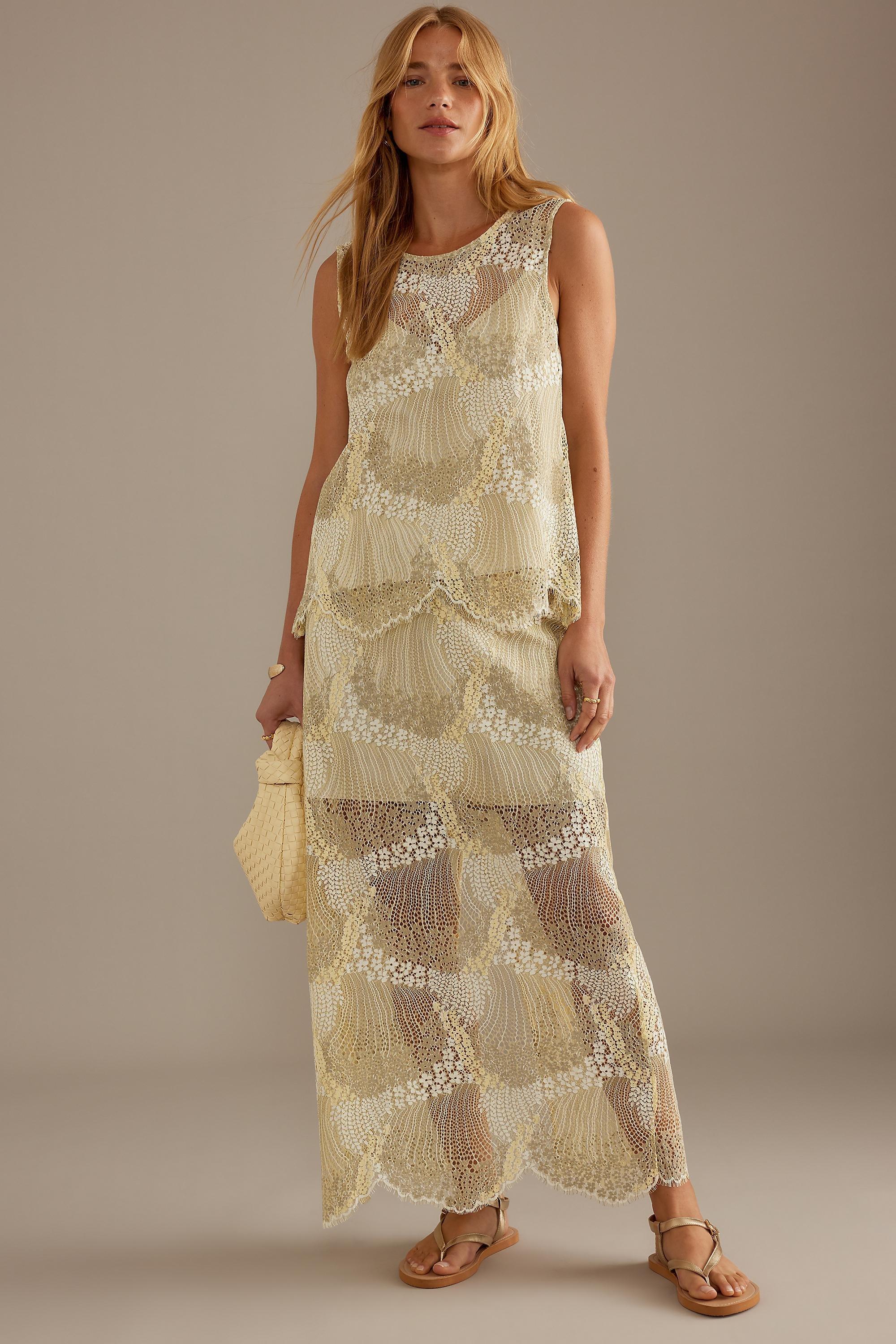 Selected Femme Felica Lace Maxi Skirt, Cream, , large image number 3