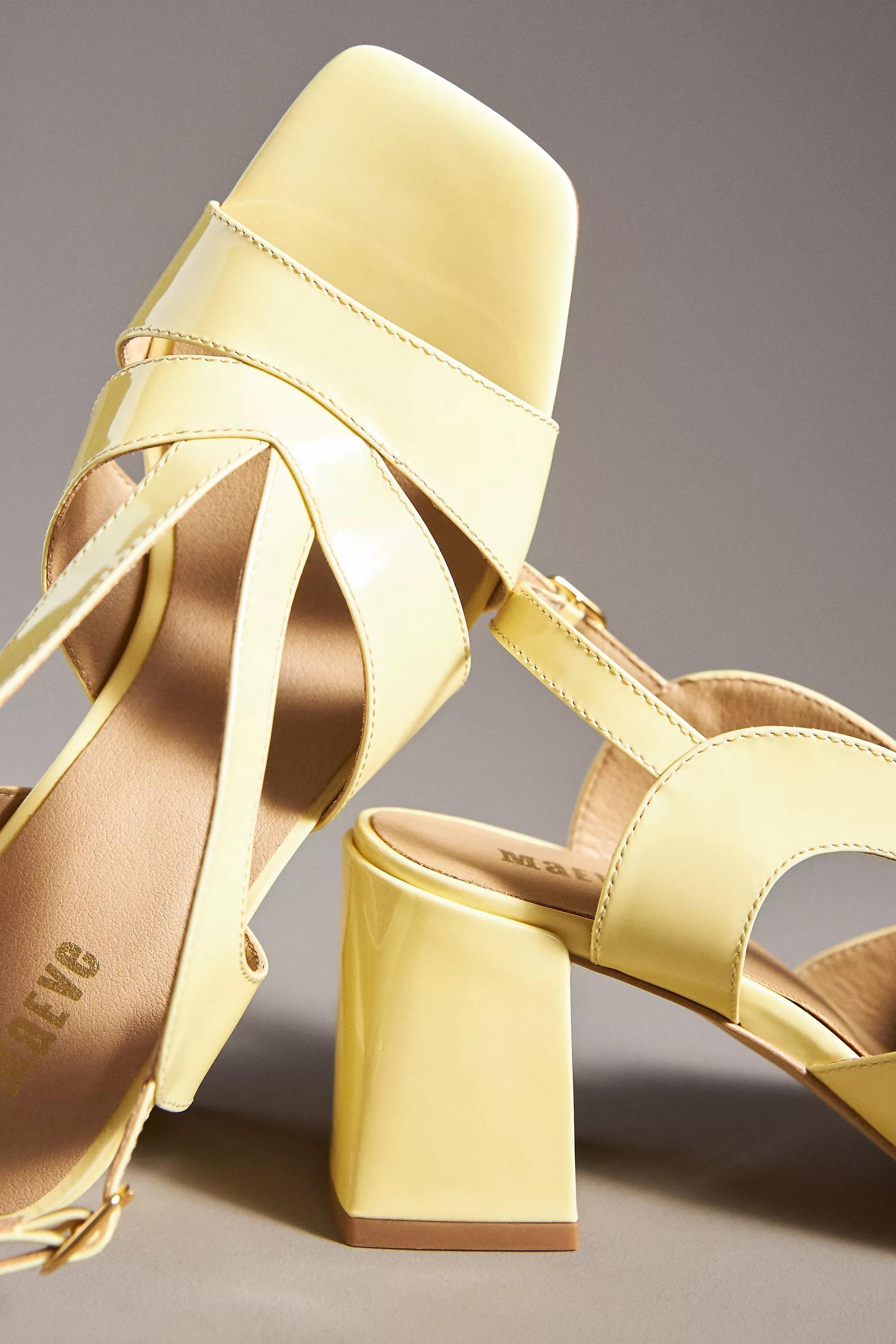 Maeve Leather Slingback Heels, Yellow, , large image number 2