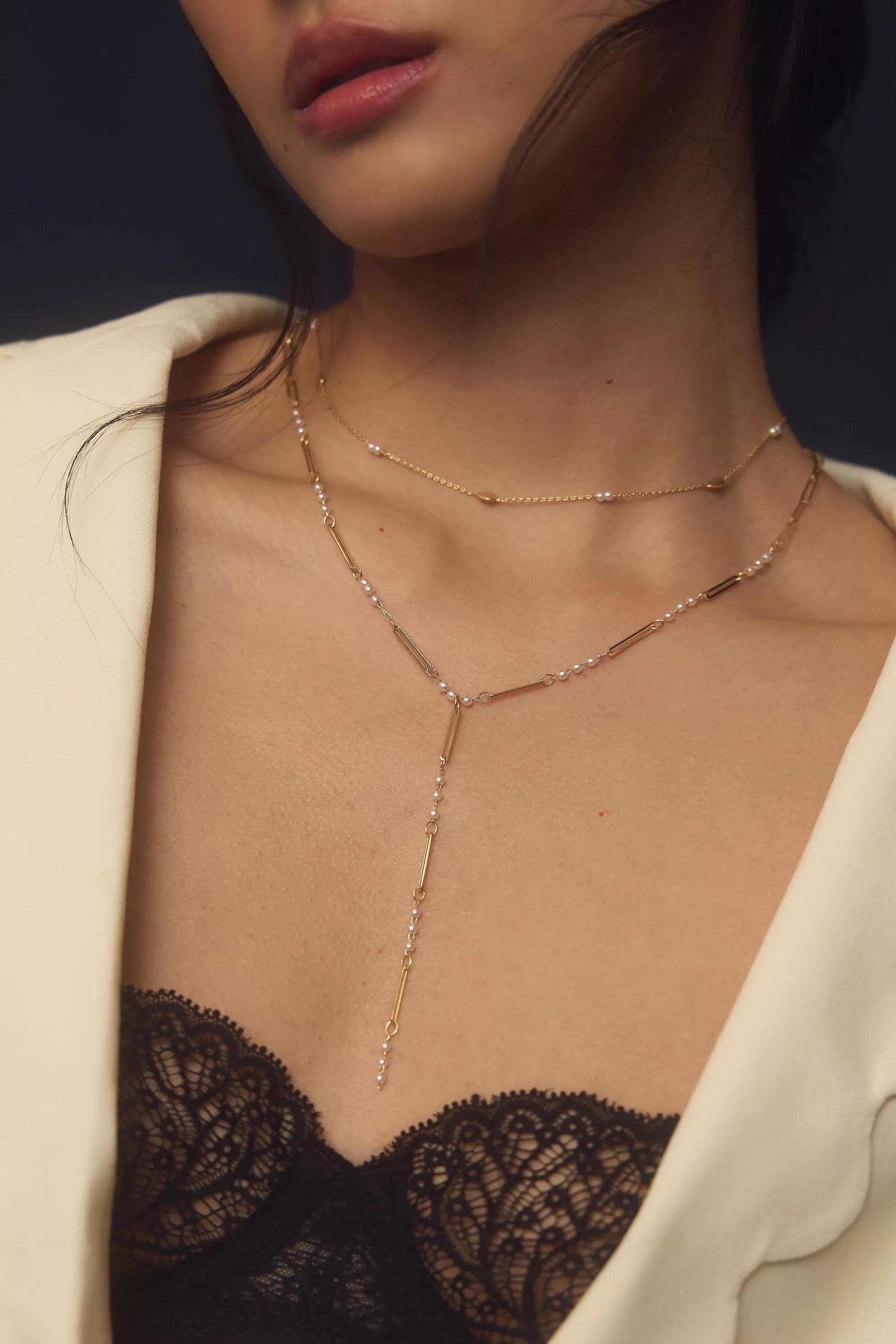 Gold-Plated Camp Icon Beaded Necklaces, Set Of 3, Pearl, A501_0017, large image number 1