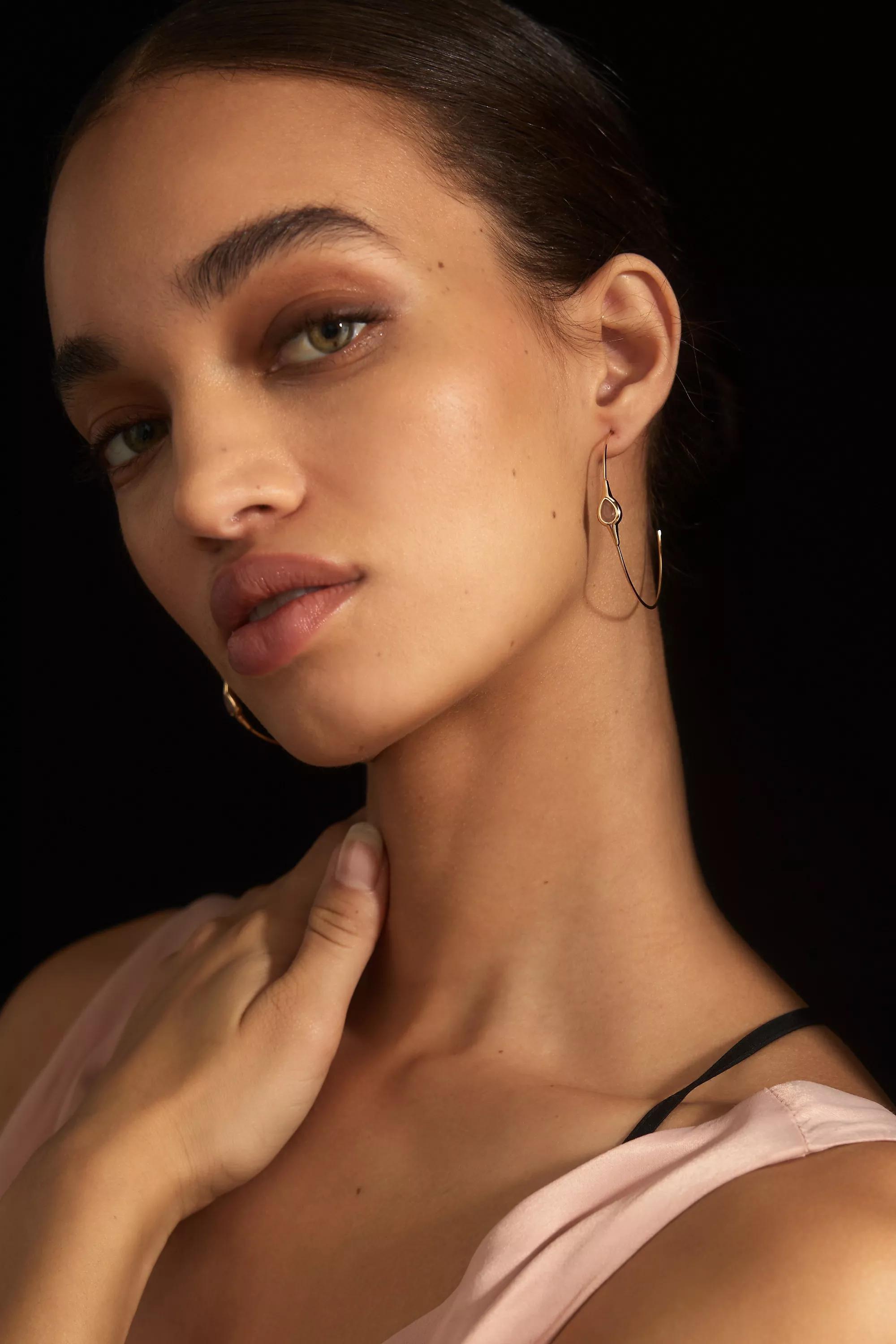 Large Gem Hoop Earrings, Pink, A501_0066, large image number 0
