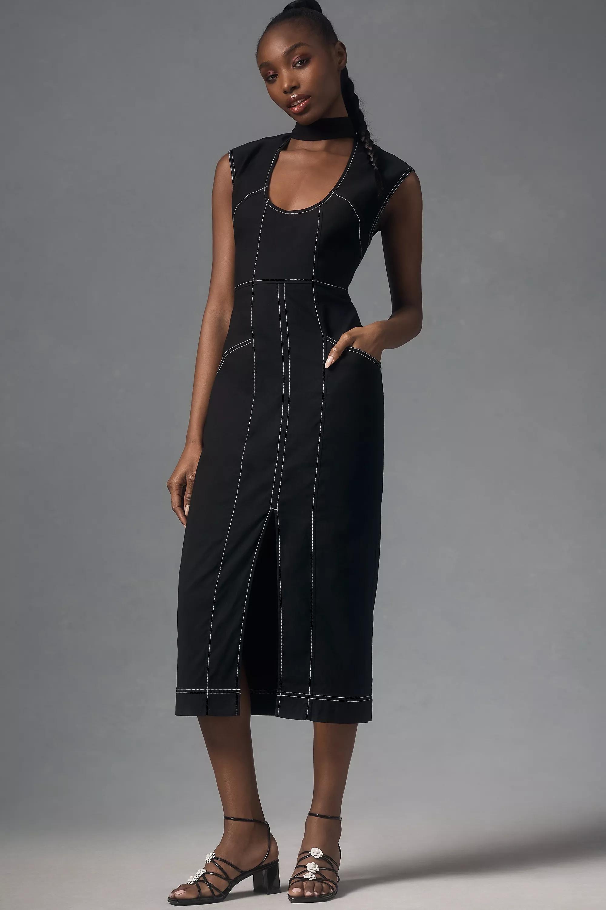 Anthropologie Cutout Midi, Black, , large image number 0