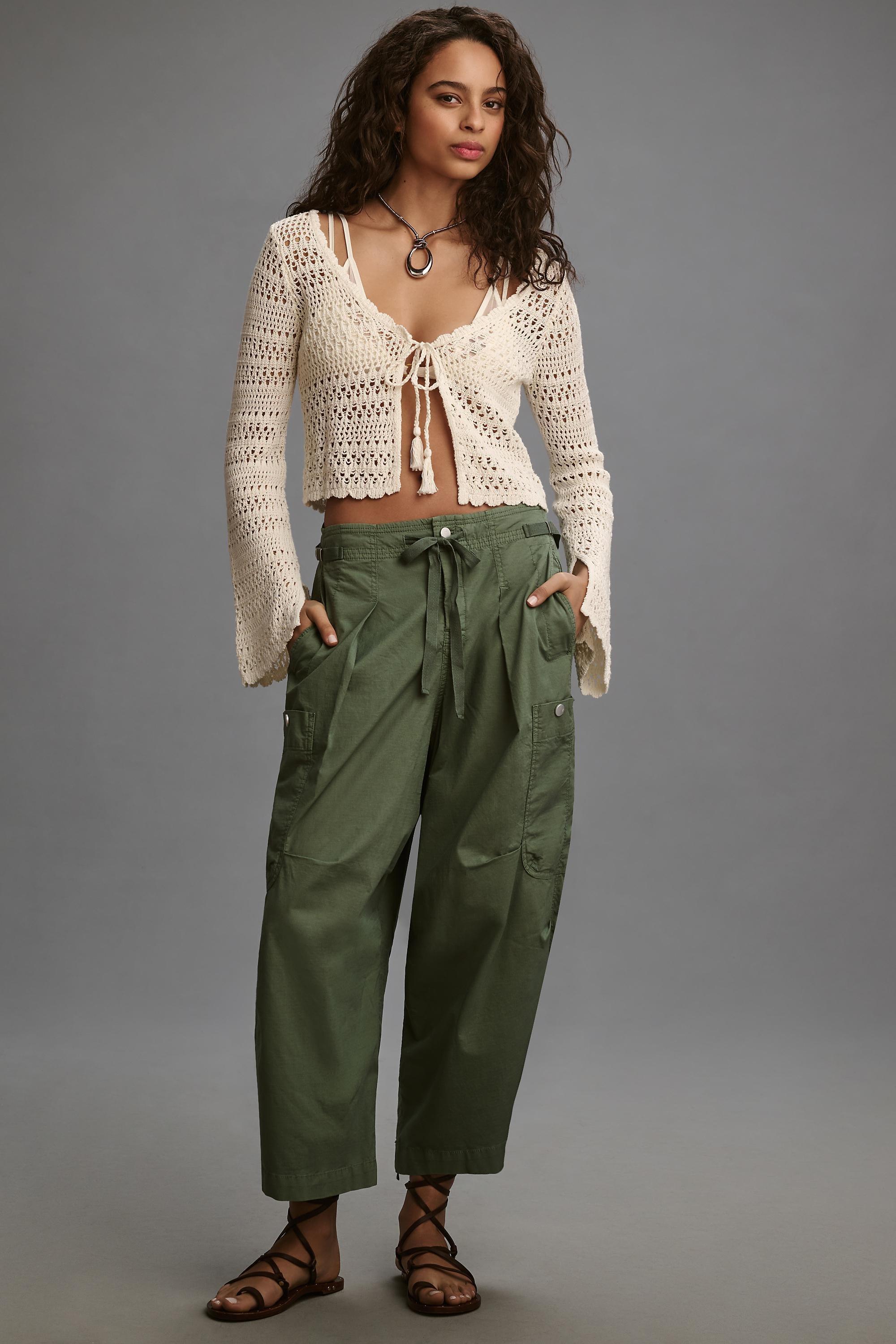 Pilcro Slouchy Tapered Trousers, Green, , large image number 0