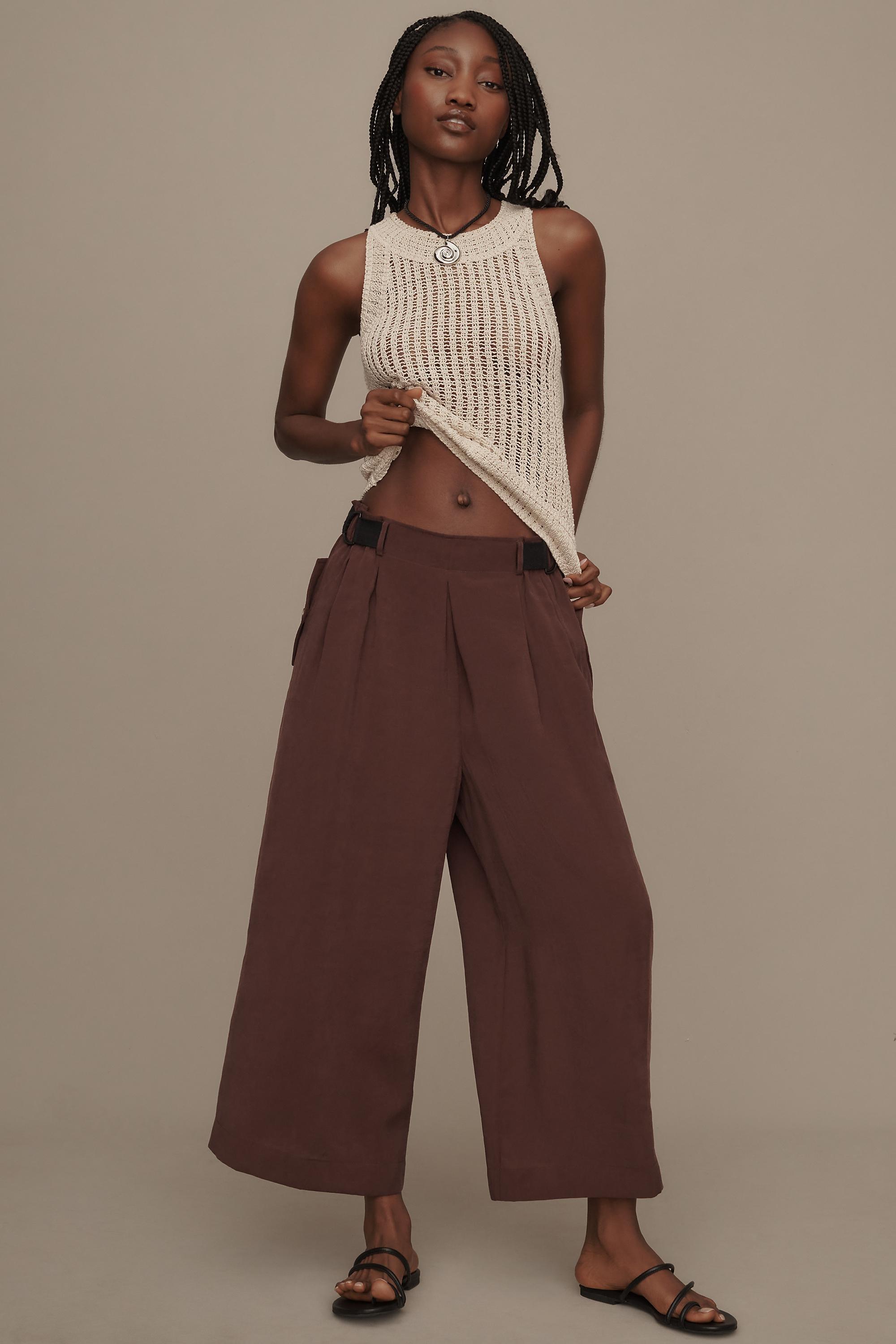 Anthropologie Plain Casual Trousers, Brown, , large image number 0