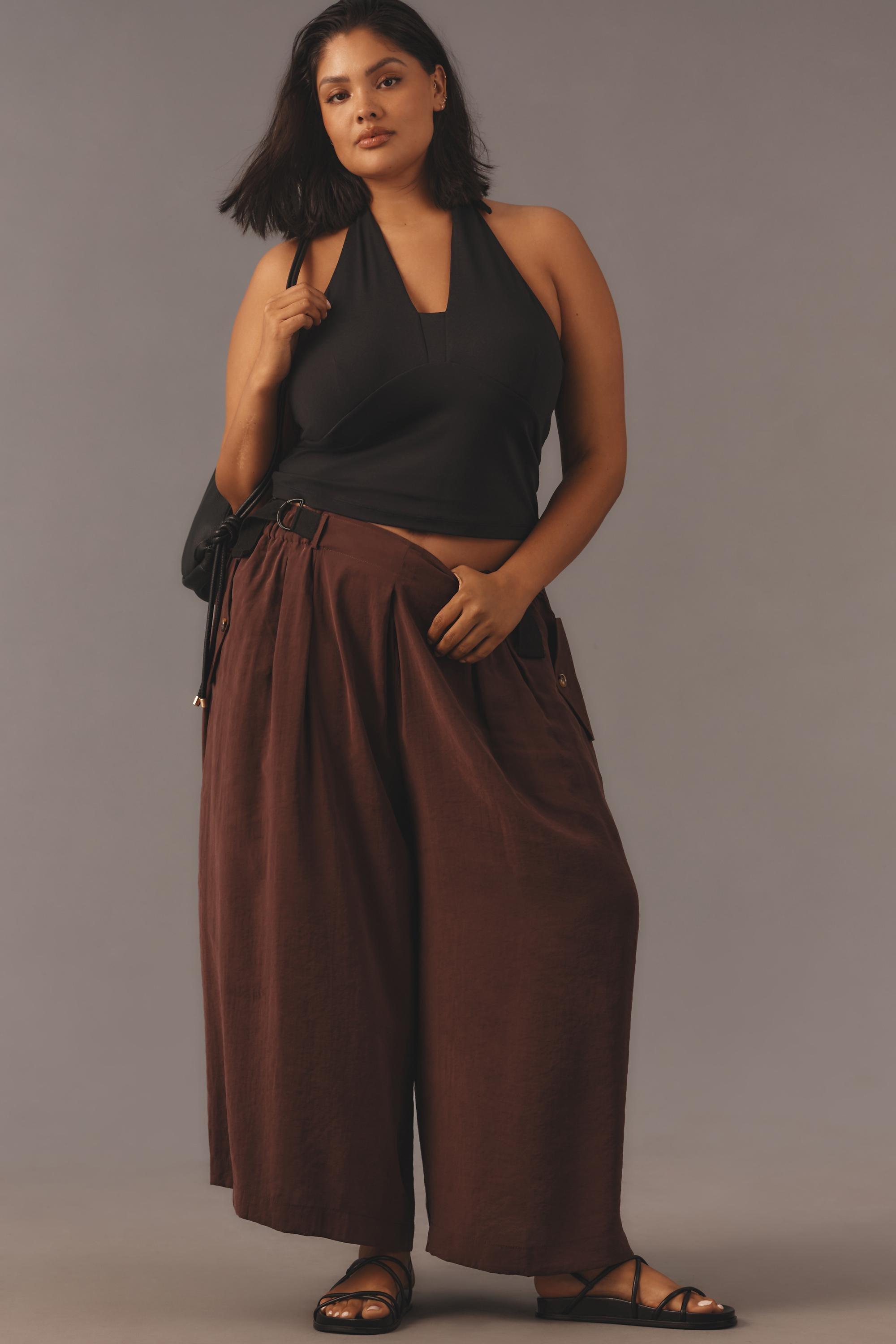 Anthropologie Plain Casual Trousers, Brown, , large image number 4
