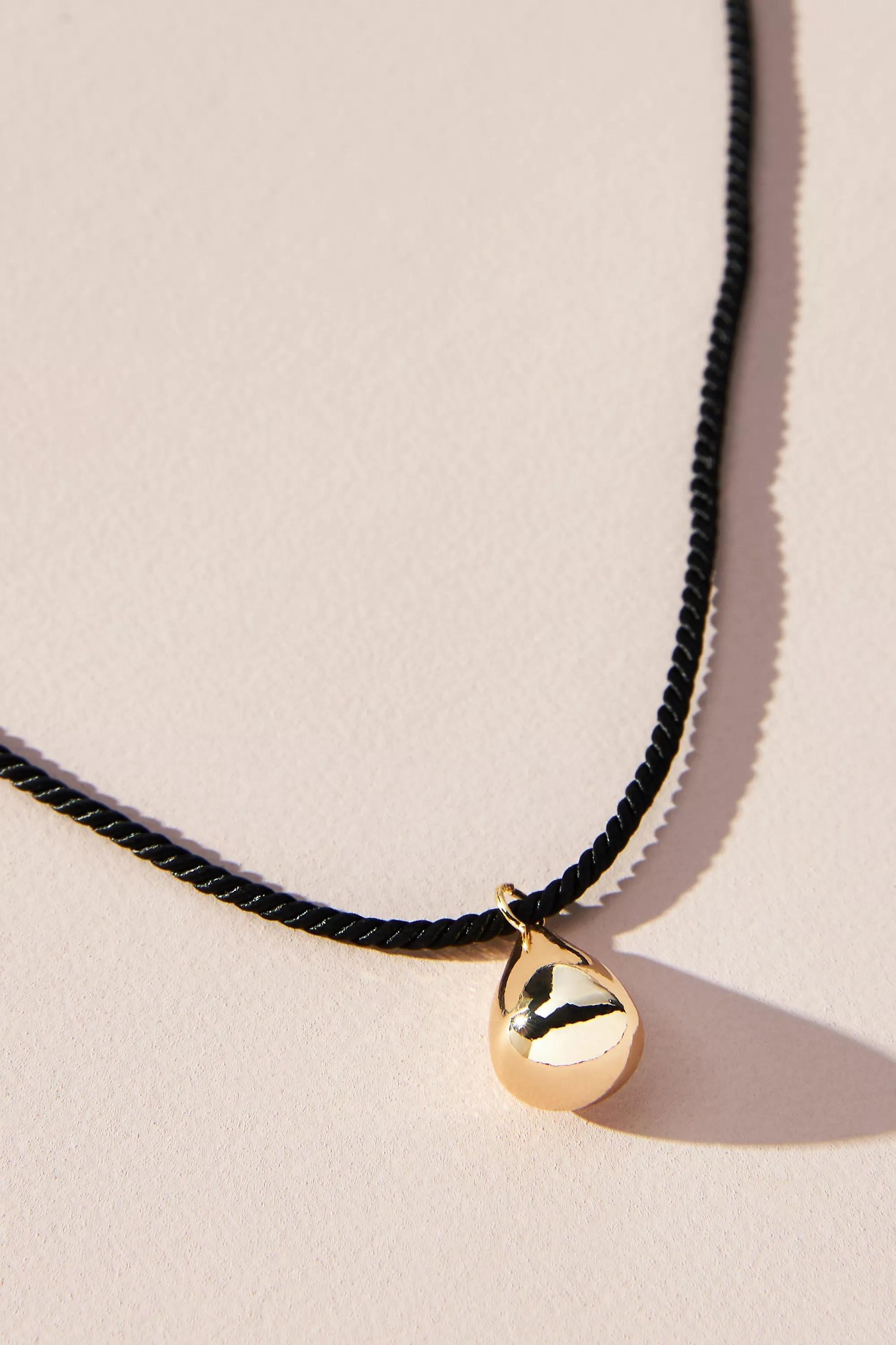 Gold-Plated Mini Pearl Pendant Necklace, Black, A501_0001, large image number 3