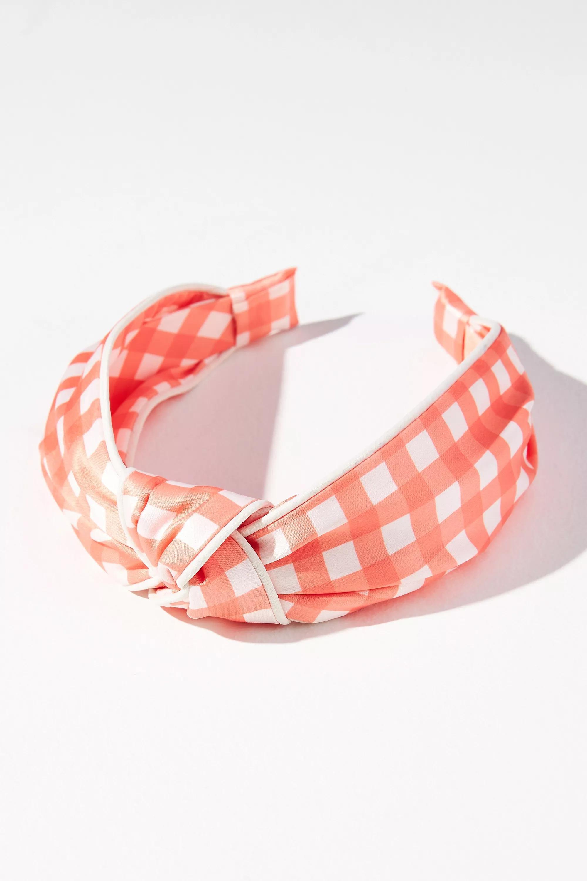 Everly Checker Knot Headband, Red, , medium