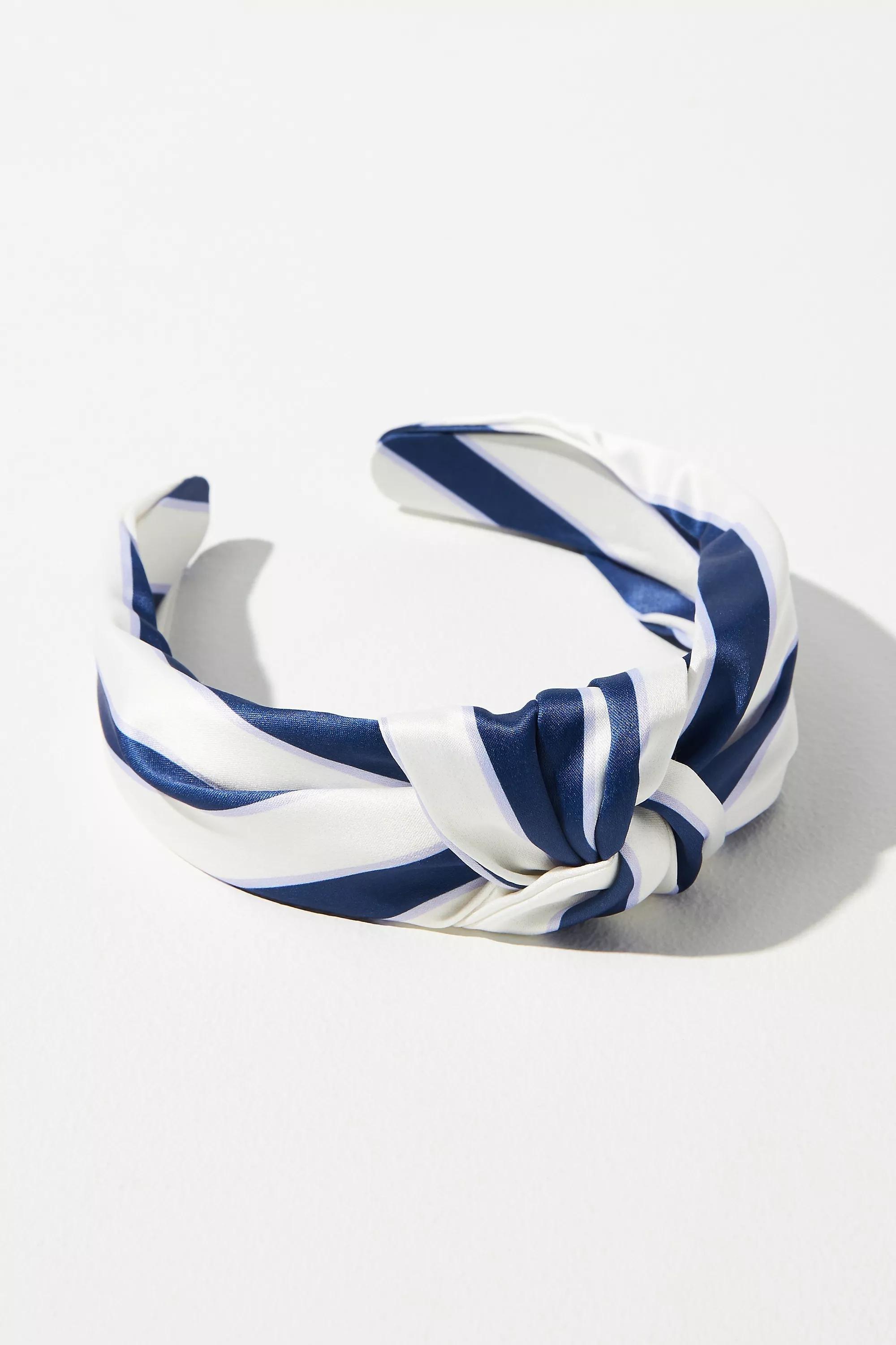Everly Striped Knot Headband, Navy, A501_0041, large image number 0