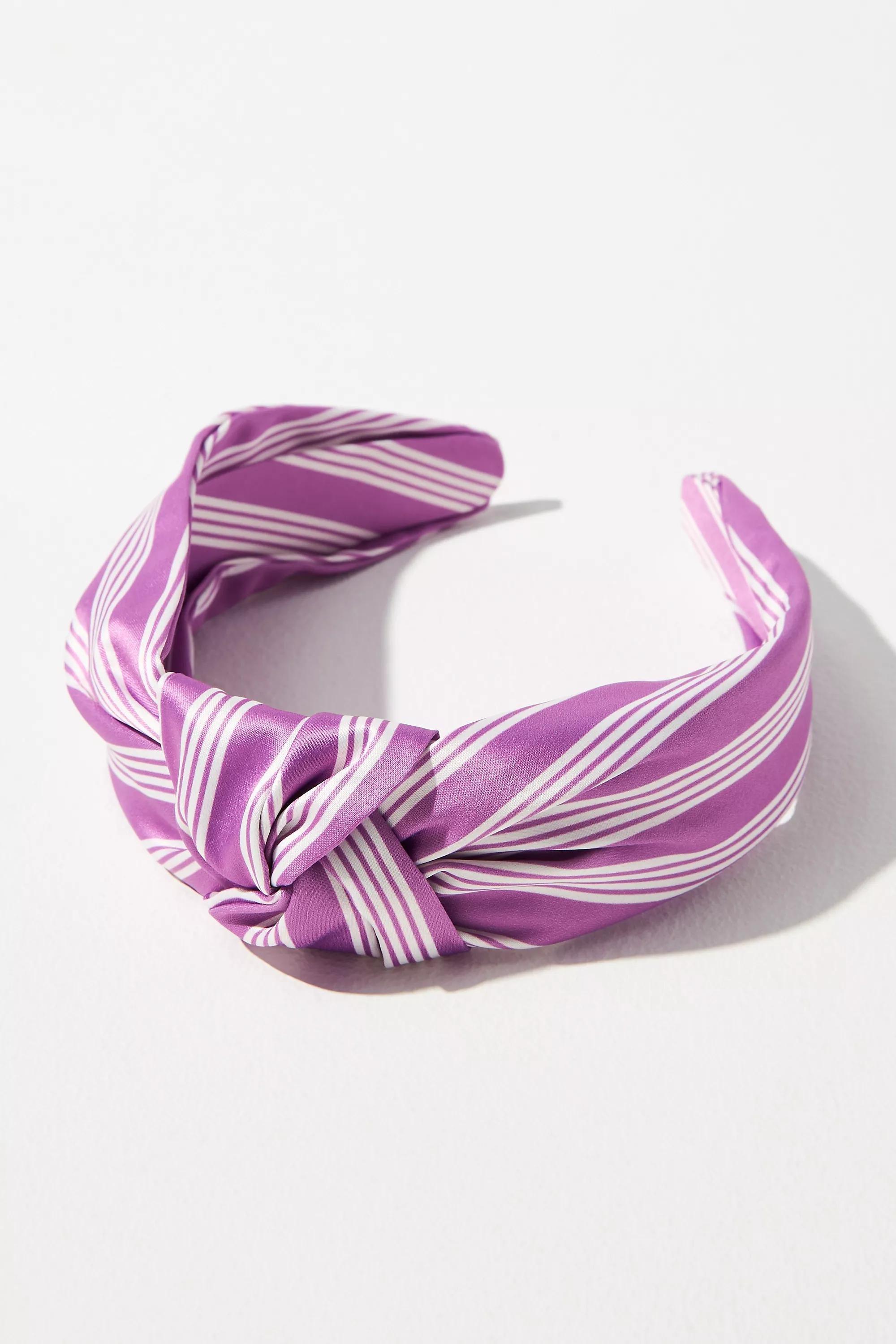 Everly Striped Knot Headband, Purple, , medium