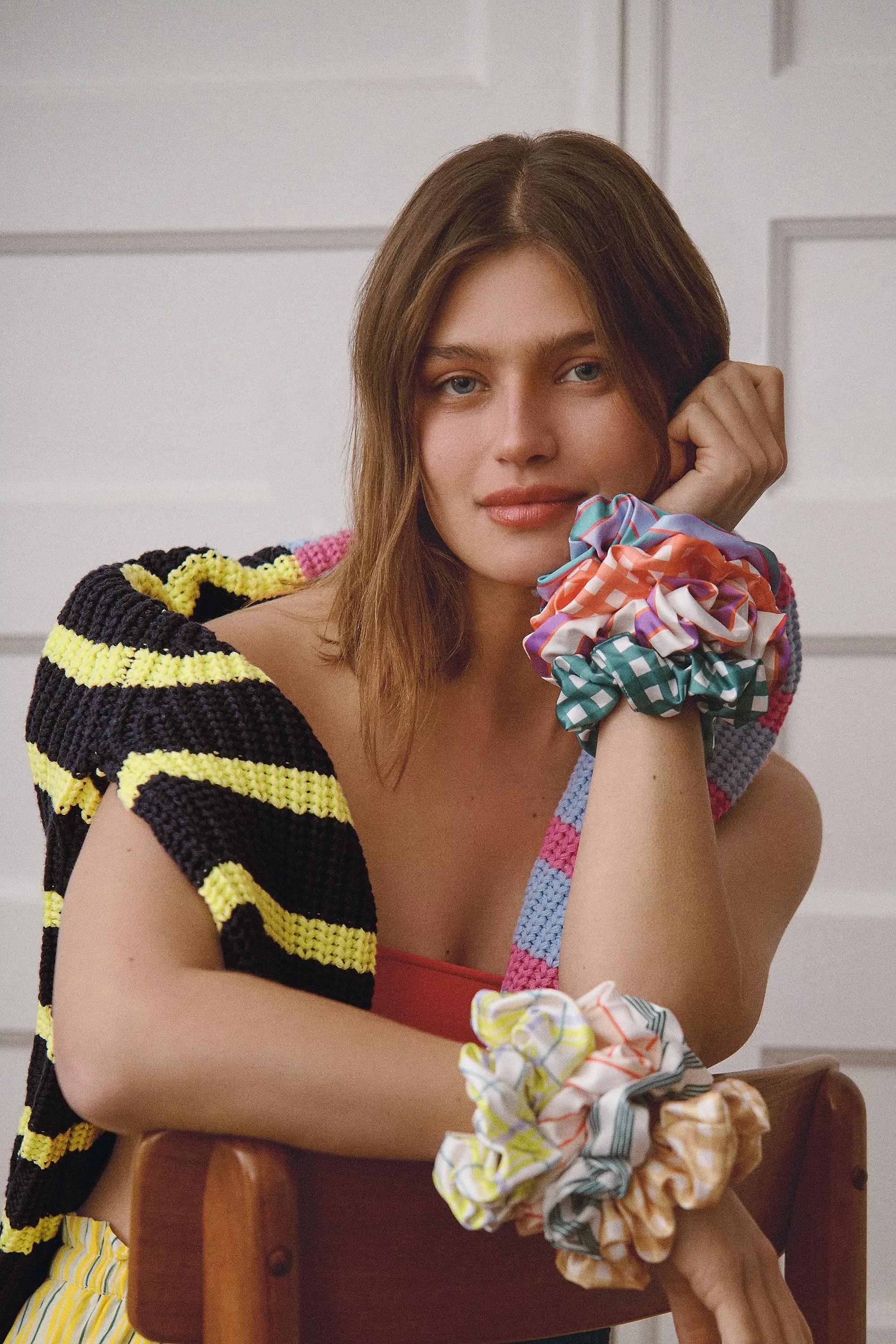 Printed Headband And Scrunchies Set, Green, A501_0030, large image number 1