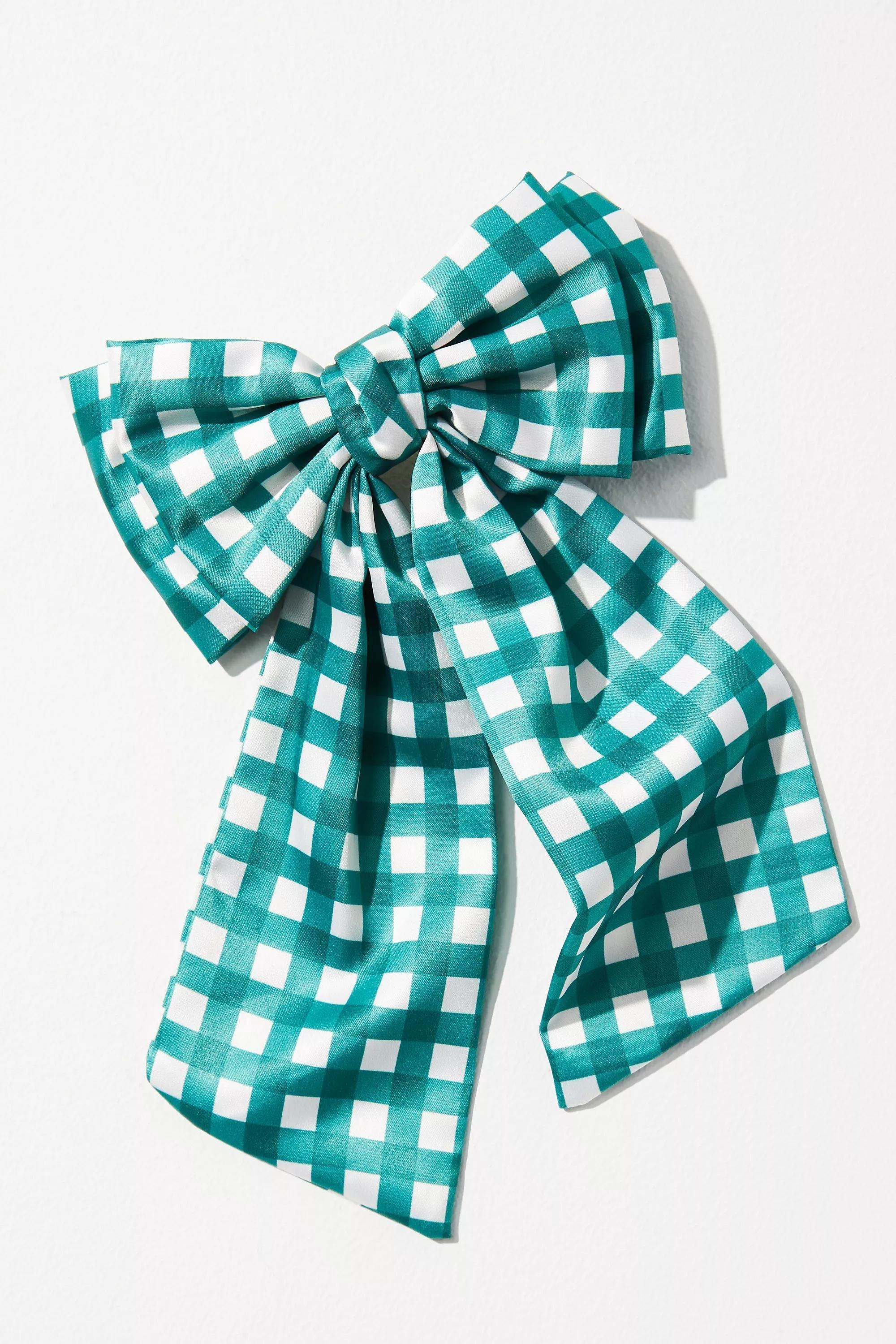 Patterned Hair Bow, Green, A501_0030, large image number 0