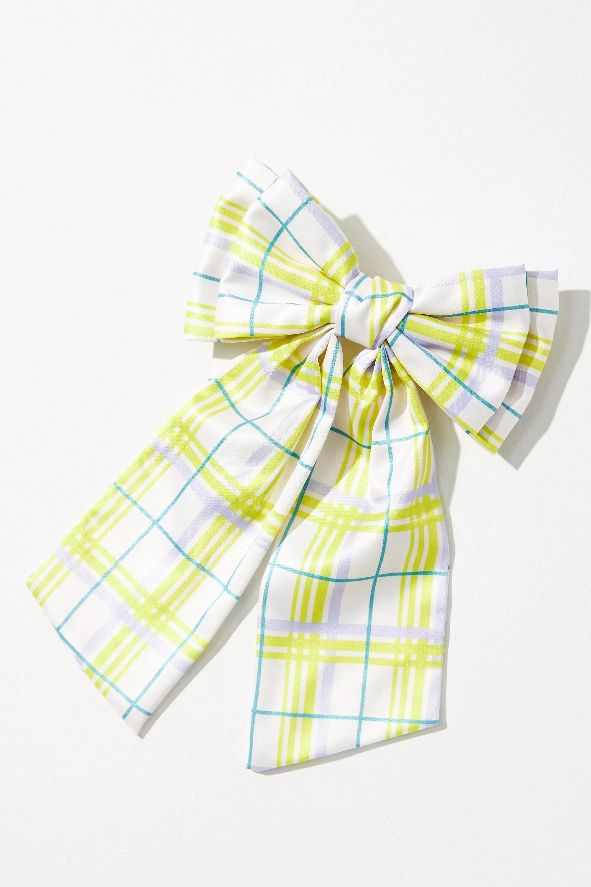 Patterned Hair Bow, Yellow, A501_0034, large image number 1