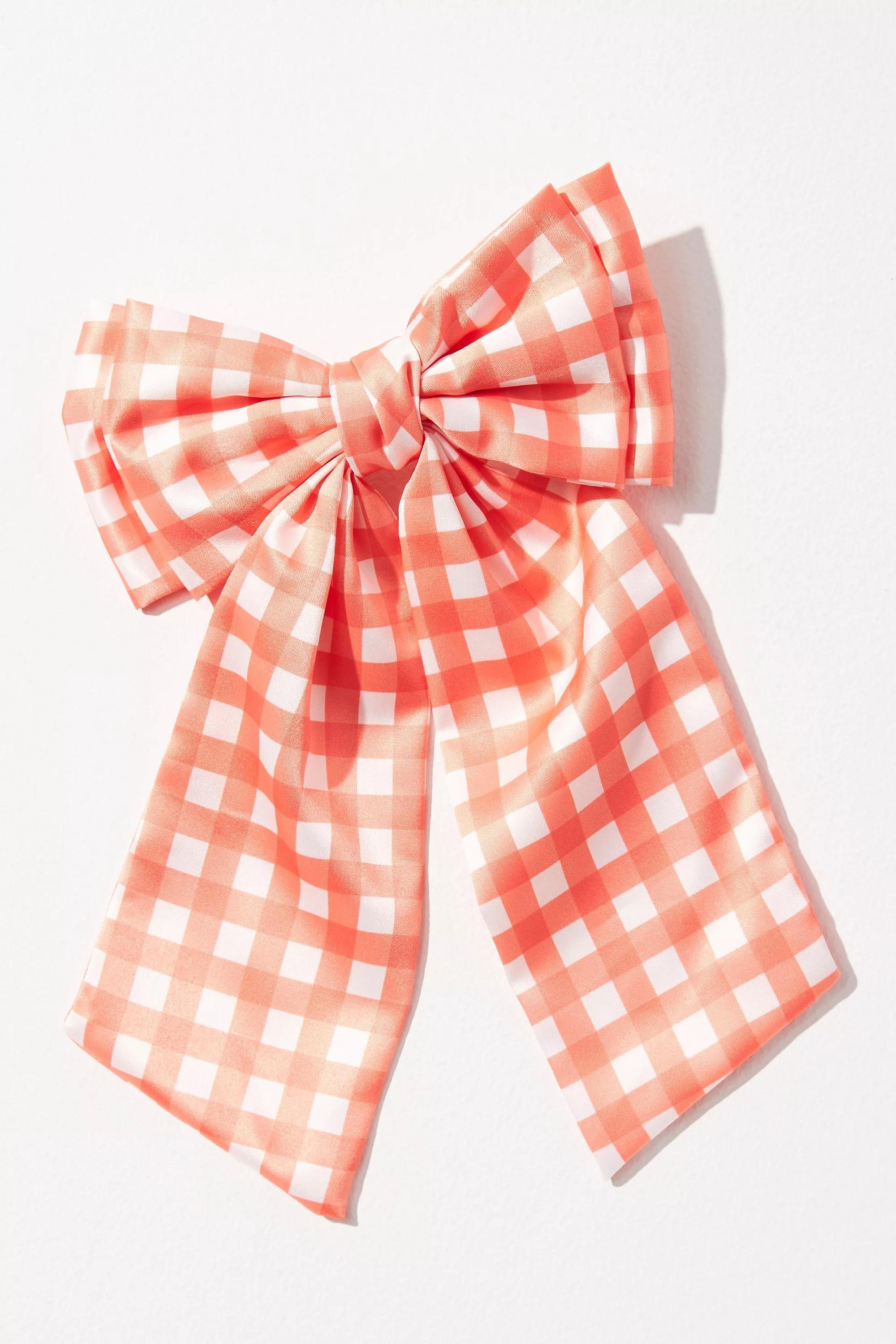 Patterned Hair Bow, Red, A501_0060, large image number 1