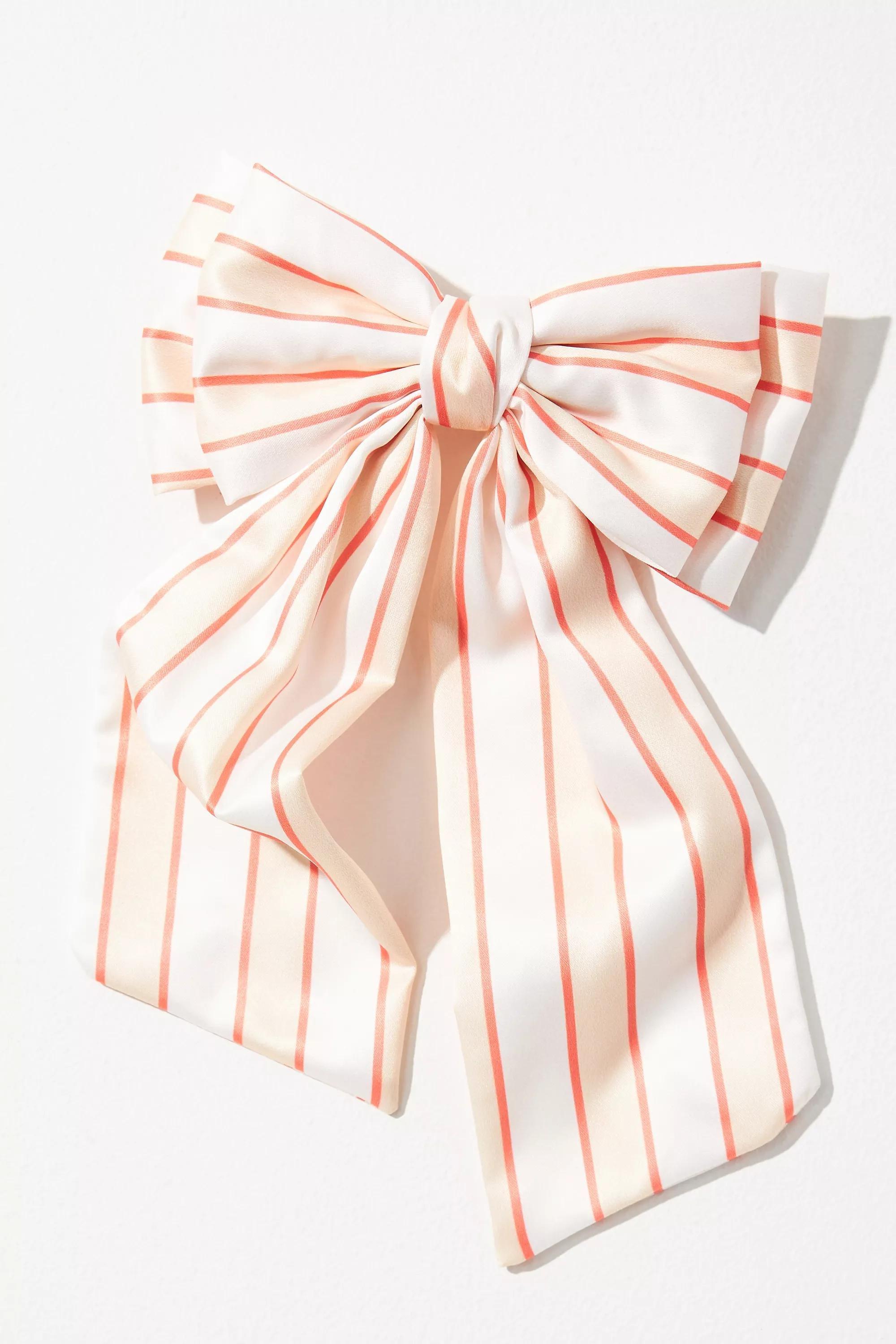 Patterned Hair Bow, Yellow, , medium