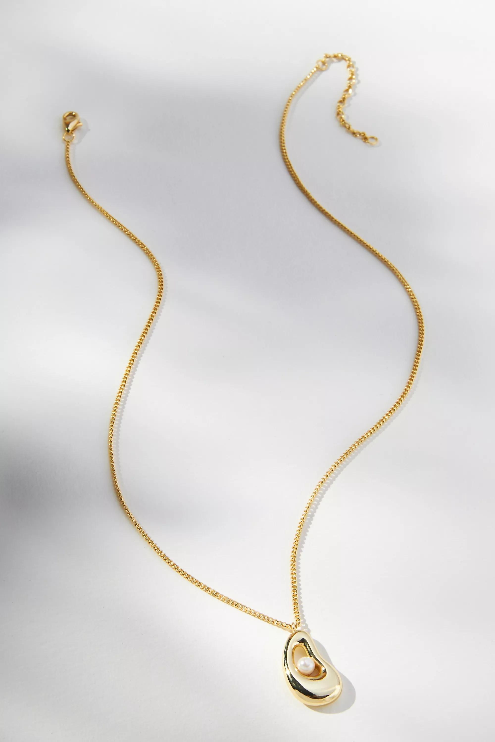 The Petra Gold-Plated Pearl Pendant Necklace, Gold, A501_0070, large image number 2