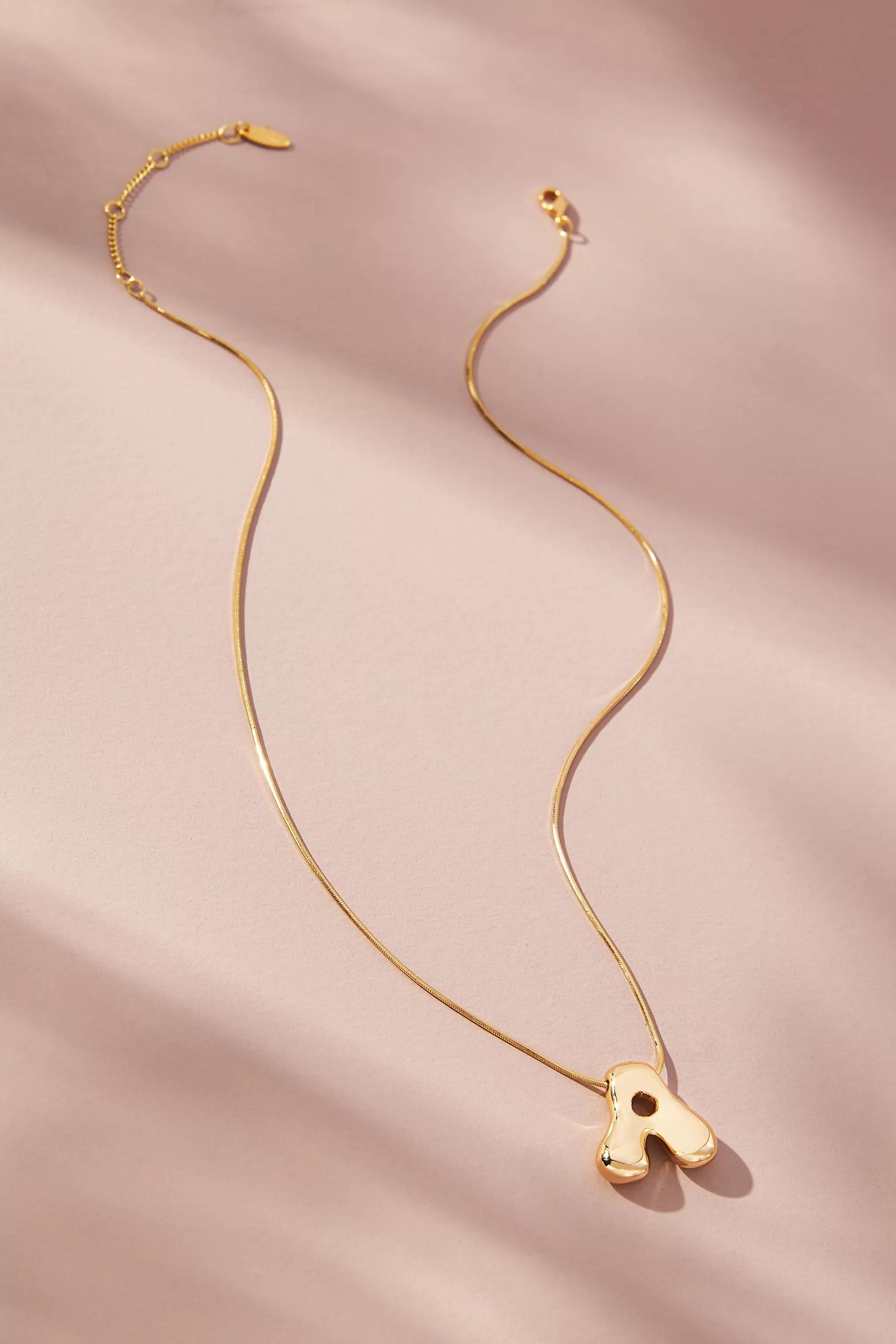 Gold-Plated Bubble Letter Monogram Necklace, A, A501_0901, large image number 4