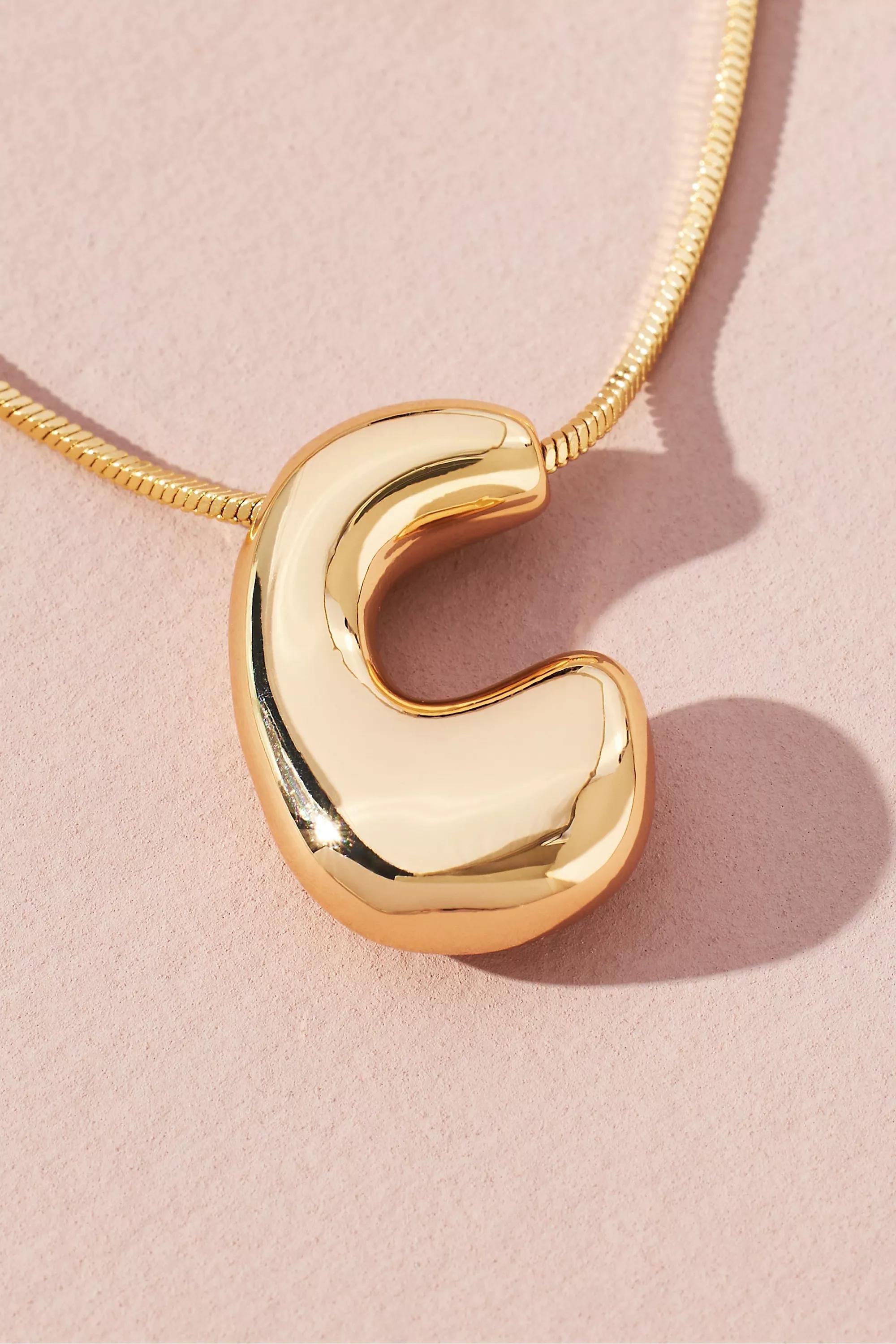 Gold-Plated Bubble Letter Monogram Necklace, C, A501_0903, large image number 0