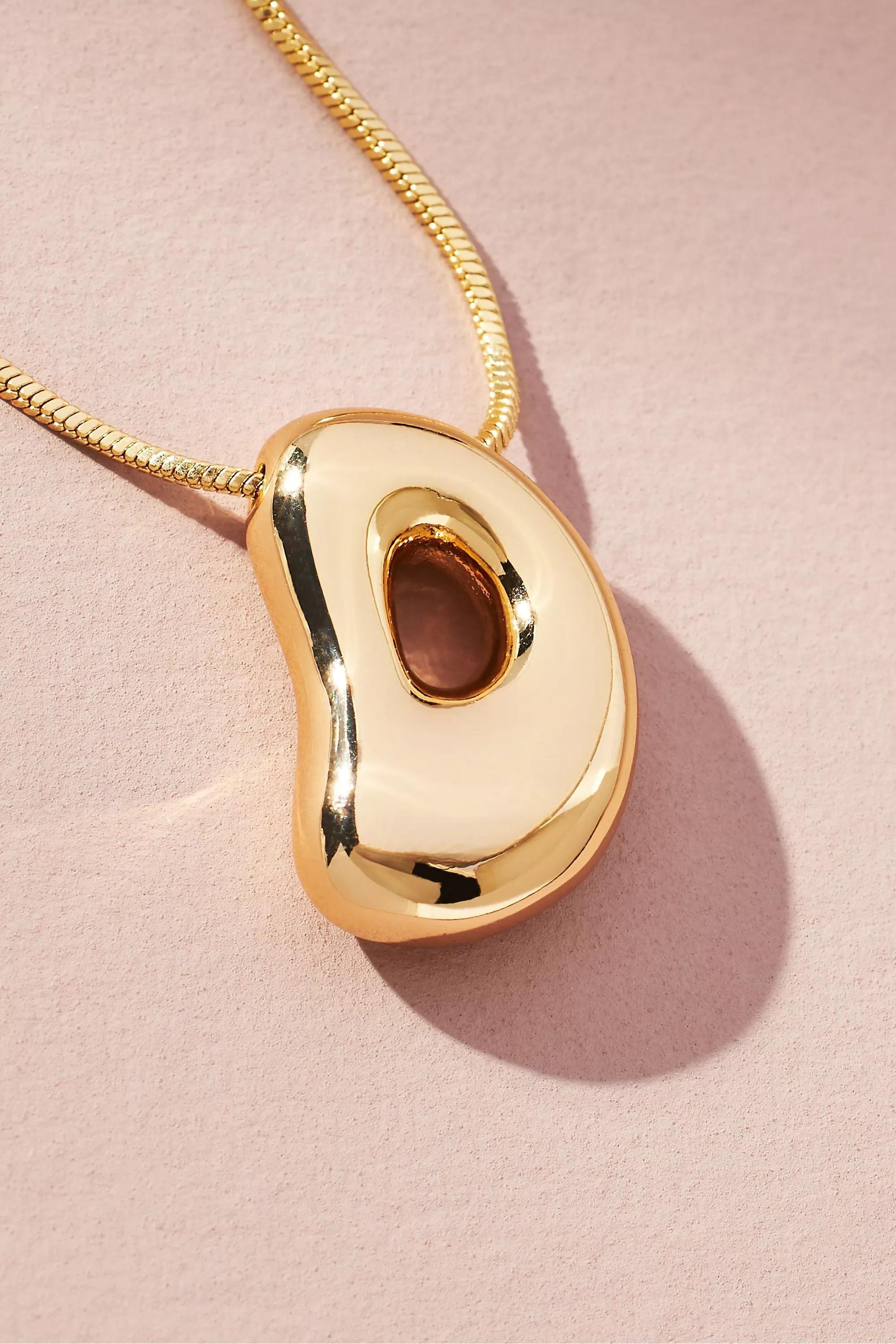 Gold-Plated Bubble Letter Monogram Necklace, D, A501_0904, large image number 0