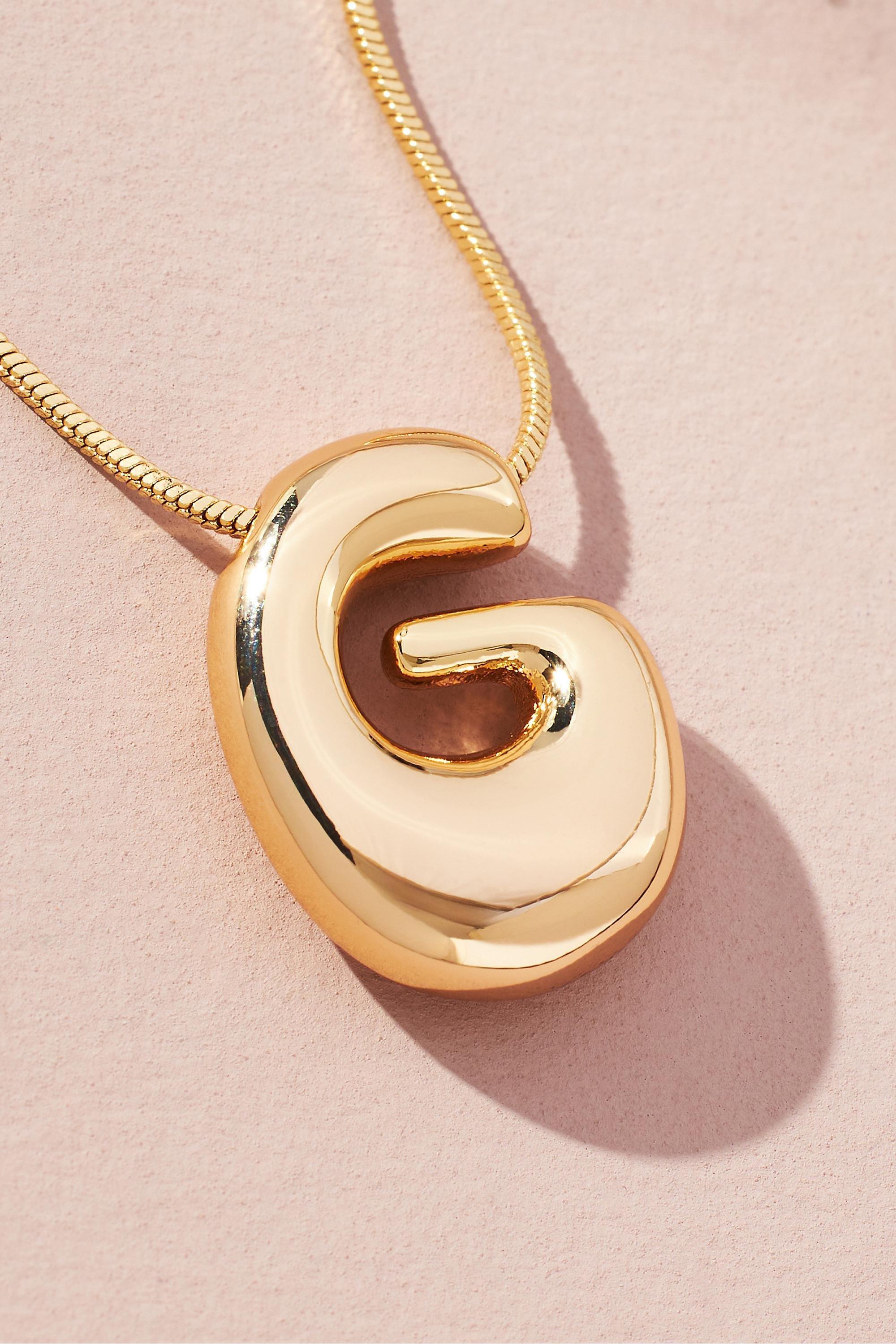 Gold-Plated Bubble Letter Monogram Necklace, G, A501_0907, large image number 0