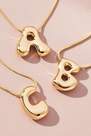 Anthropologie - Gold-Plated Bubble Letter Monogram Necklace, J