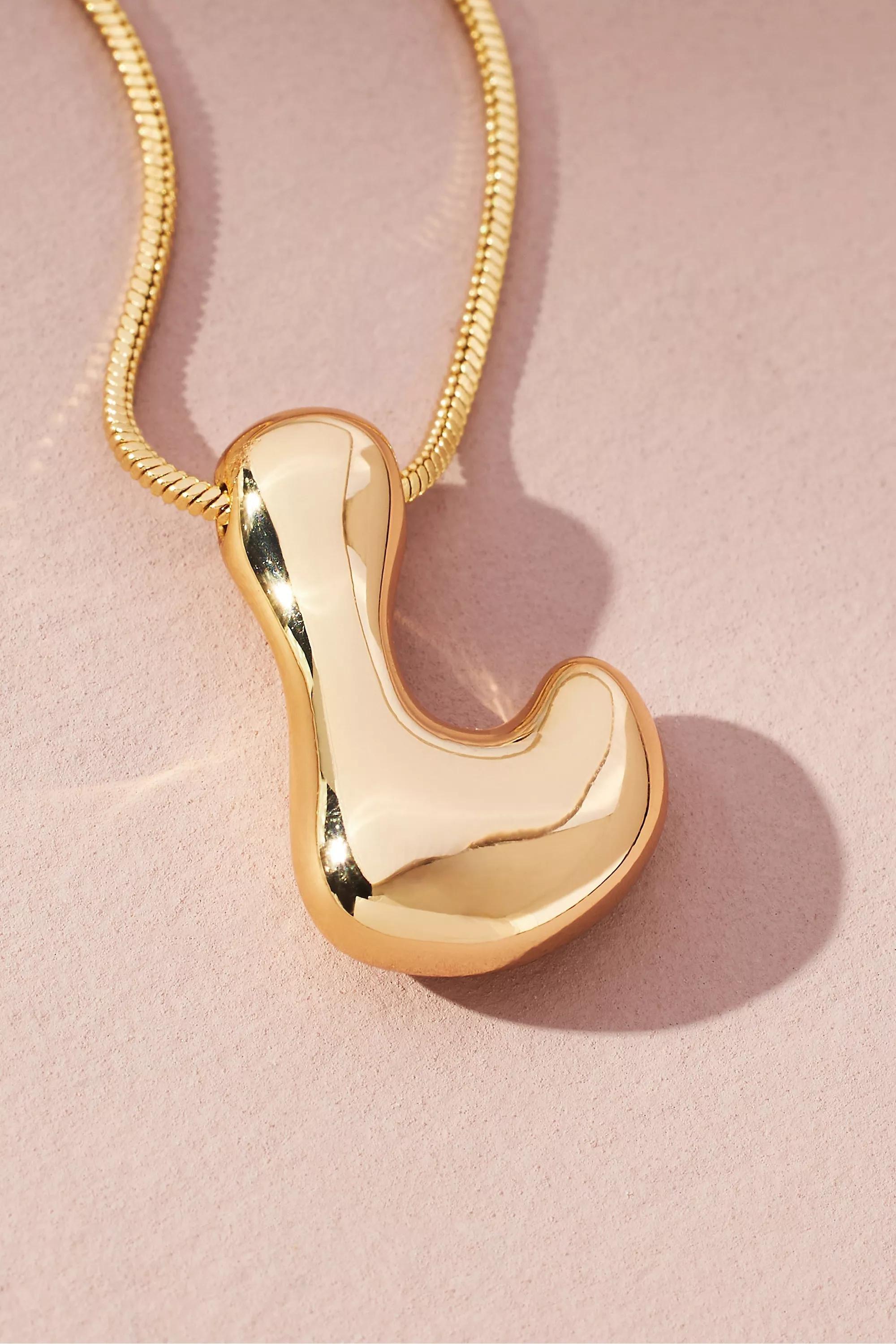 Gold-Plated Bubble Letter Monogram Necklace, L, A501_0912, large image number 0