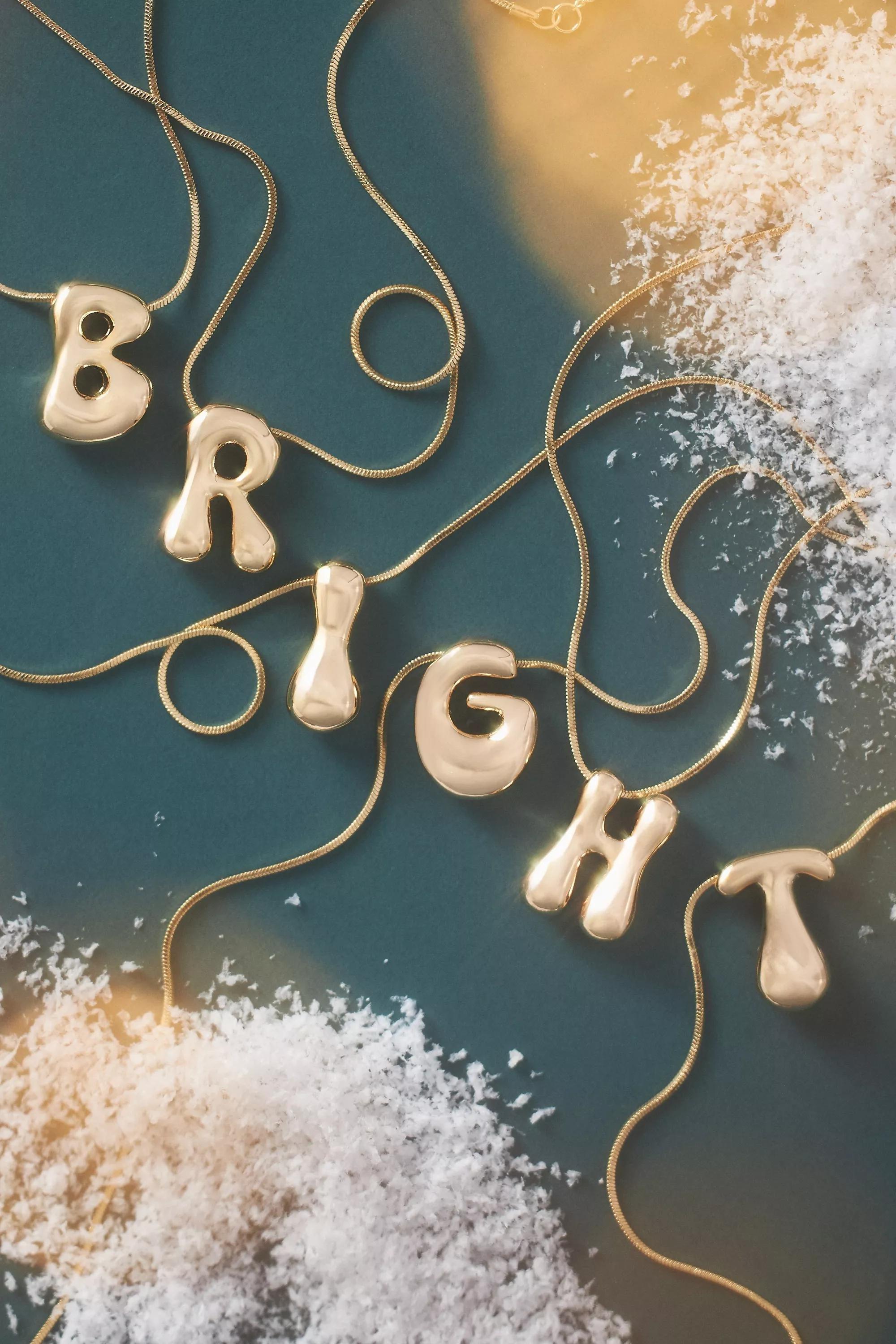 Gold-Plated Bubble Letter Monogram Necklace, L, A501_0912, large image number 1