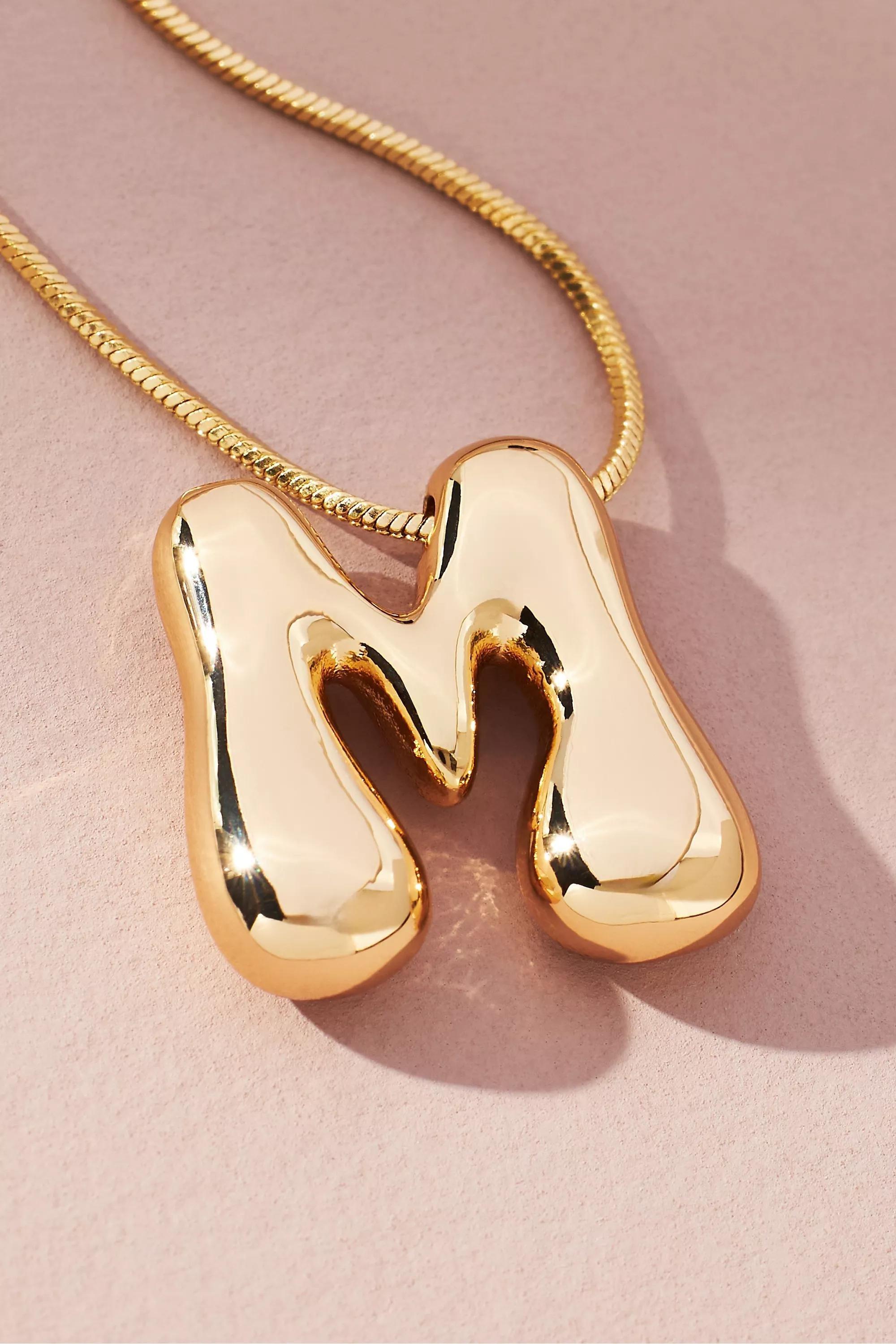 Gold-Plated Bubble Letter Monogram Necklace, M, A501_0913, large image number 0