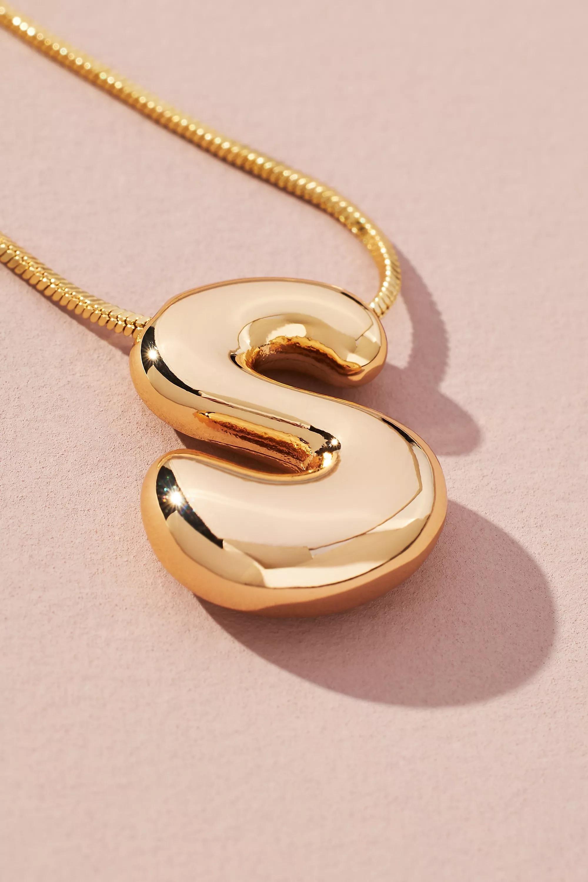 Gold-Plated Bubble Letter Monogram Necklace, S, A501_0919, large image number 0