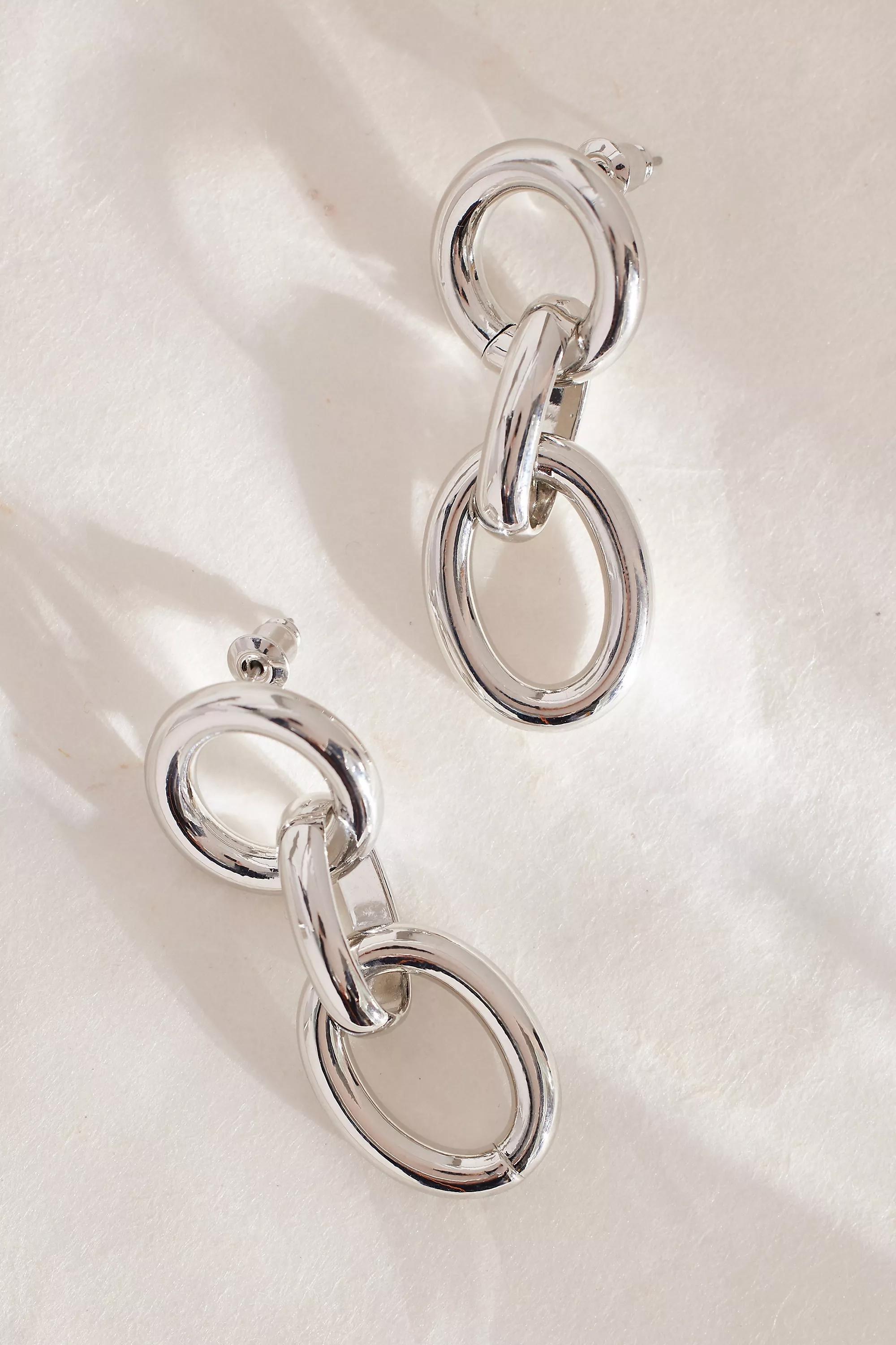 Uk Chain Drop Earrings, Silver, A501_0007, large image number 0