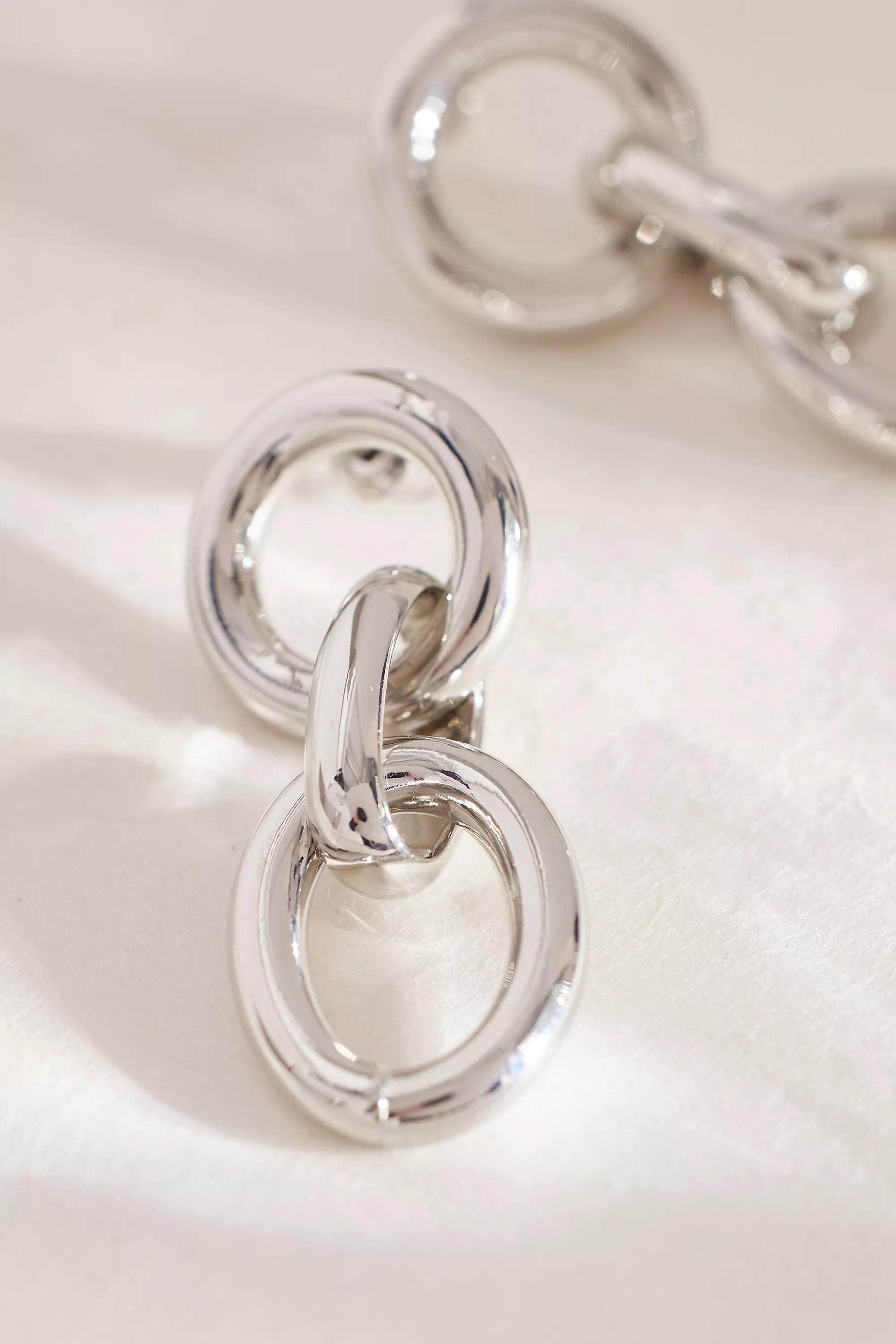 Uk Chain Drop Earrings, Silver, A501_0007, large image number 1